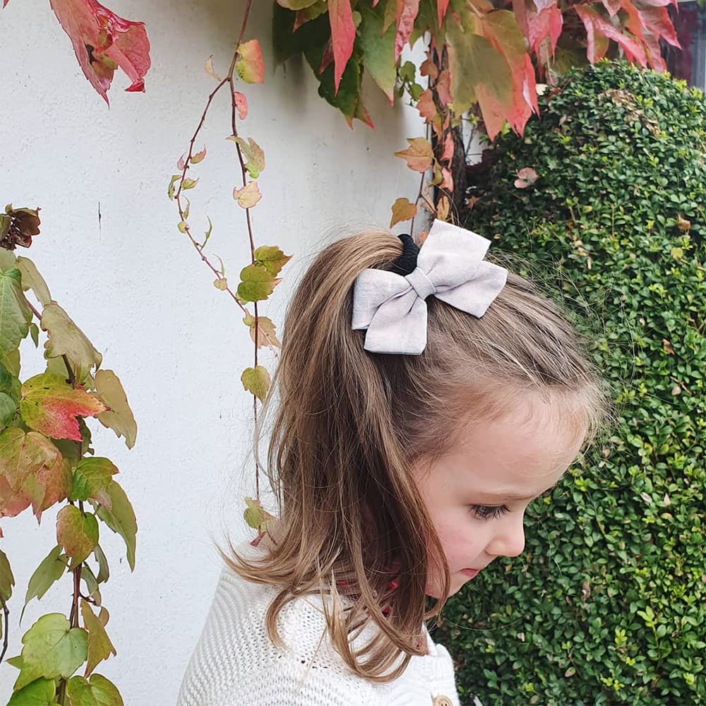 Pack of 12 Assorted Linen Bow Hair Clips for Baby Girls Hair Bows Alligator Clips Accessories Infants Toddler Kids Mom Hairgrips (Blue/White) - Image 3