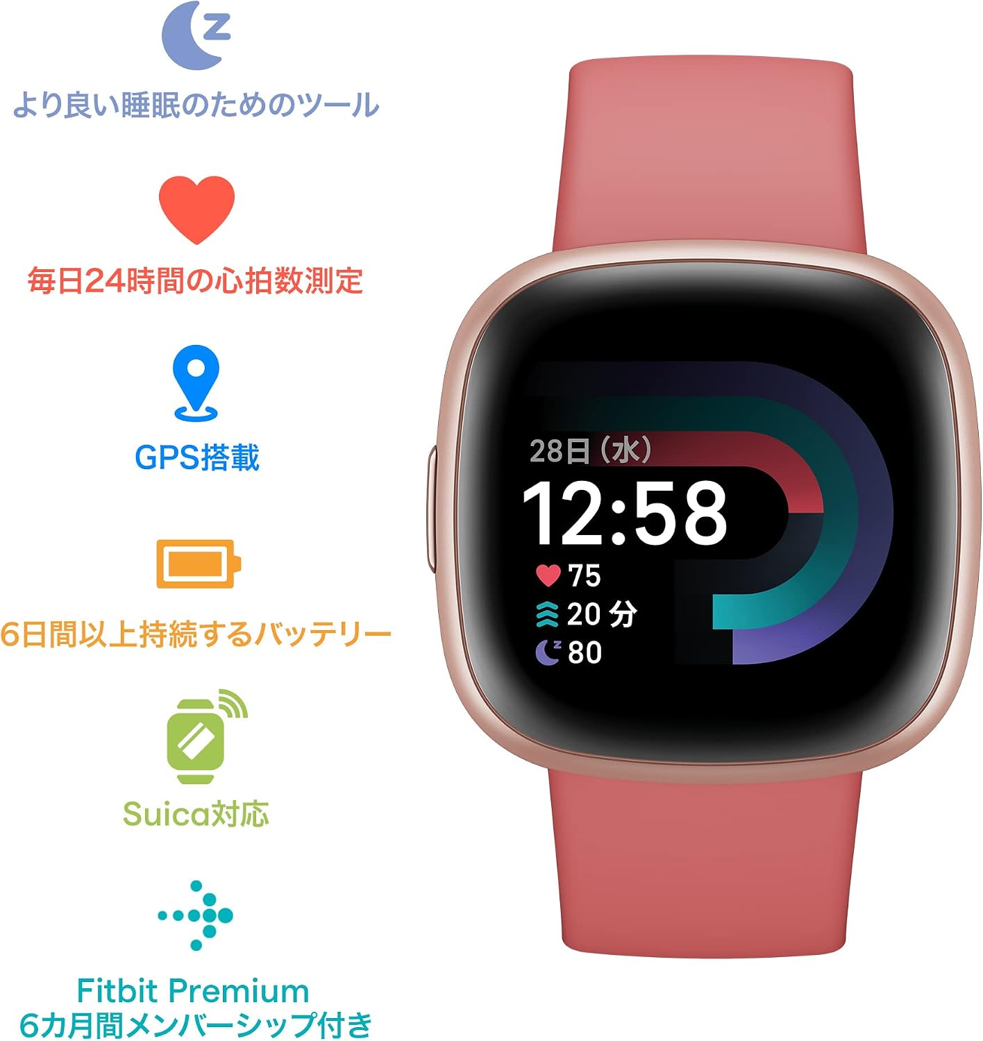 Fitbit Versa 4 Smart Watch with Suica Compatibility, France Fitbit Versa 4 Smart Watch with Suica Compatibility, France