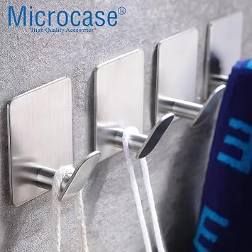 Microcase Yapışkanlı Paslanmaz Çelik Banyo Mutfak Eşya Havlu Vb Metal Askılık - AL5180 2 ADET (Siyah)
