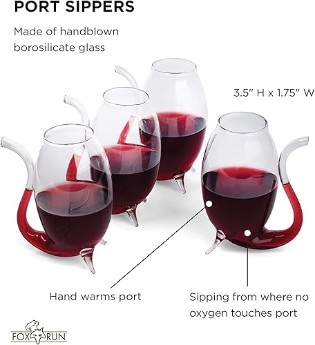 Miniatura 4 de Fox Run Sippers de vidrio soplado a mano, juego de 4, 2.75 onzas, transparente