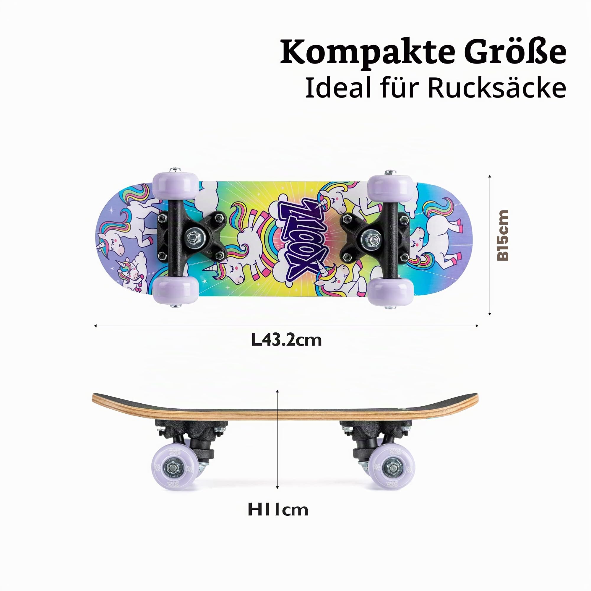Xootz Mini-Skateboard, Einhorn- oder Monster-Design, 43,2 cm Kinder-Cruiser, Jungen und Mädchen, ab 3 Jahren