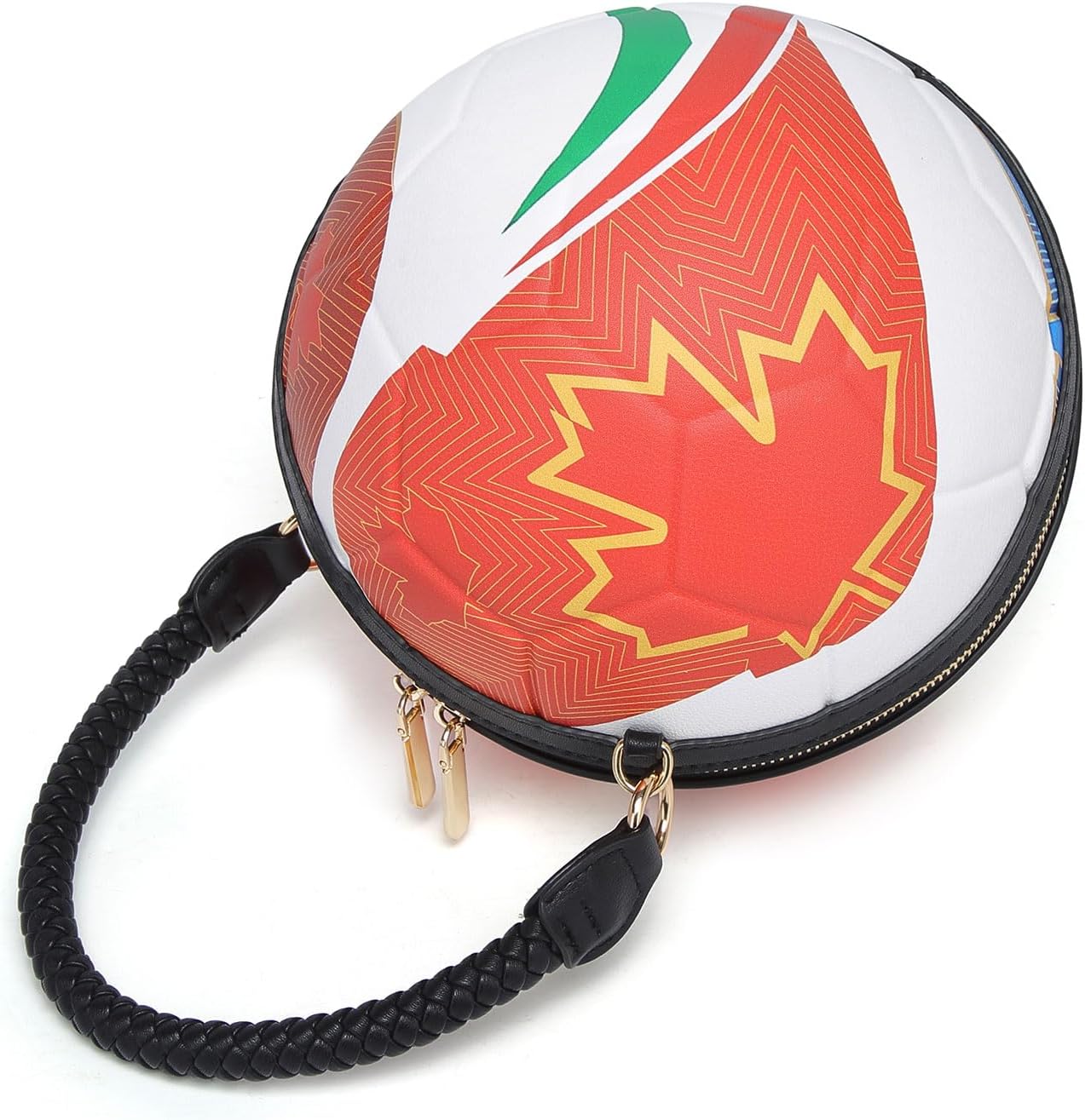 Round Crossbody Bag with Soccer Inspired Shape