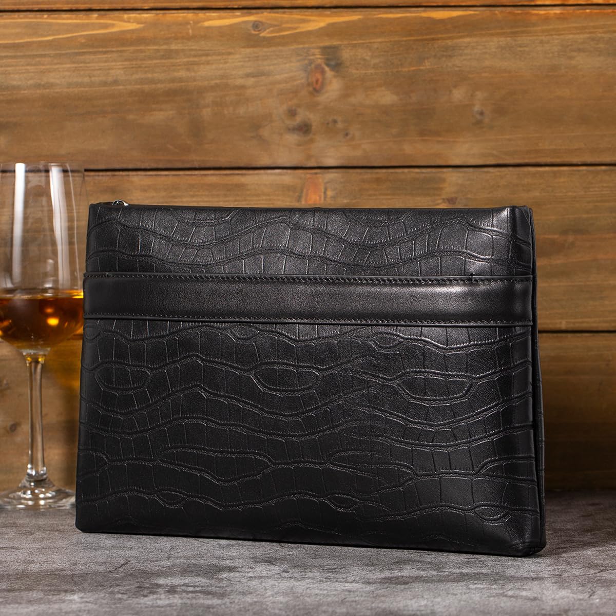 Pochette in vera pelle per uomo borsa da polso borsa da lavoro grande portafoglio borsa busta