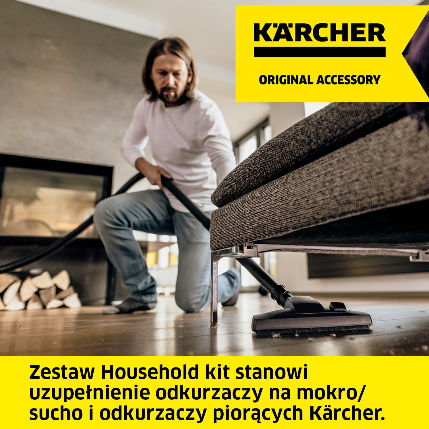 Kärcher Household kit, 1 przełączana ssawka podłogowa, 1 ssawka do tapicerki, 1 klips parkingowy (tylko do odkurzaczy WD), akcesoria do odkurzaczy na mokro/sucho Kärcher WD i odkurzaczy piorących SE