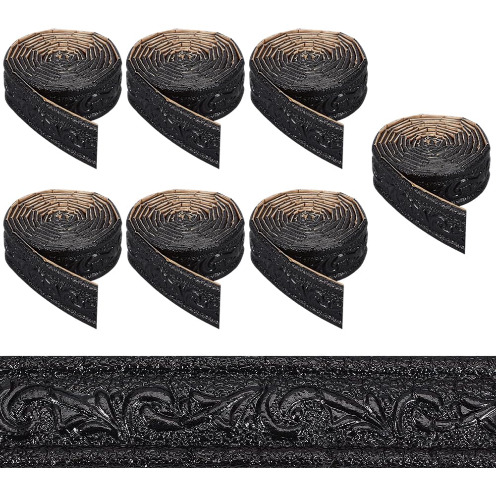 CRASPIRE 7 Rolls 52.8Ft Long Black Self Adhesive Molding Wall Trim Vintage Crown Wallpaper Border Peel and Sick Foam Flexible Baseboard Mirror Sticky Wall Edge Line for Hotel Home Office Ceiling Decor