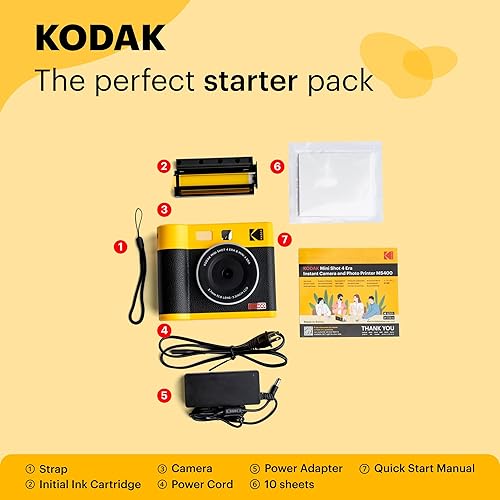 Miniatura 2 de KODAK Mini Shot 4 ERA 4PASS - Cámara instantánea 2 en 1 e impresora fotográfica (4 x 4) (amarillo, cámara + 10 hojas)