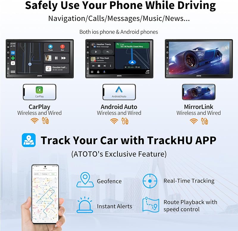 ATOTO A6PF 2DIN 7" QLED Android autórádió – 2GB+32GB, DAB+, Vezeték nélküli CarPlay és Android Auto, GPS, Wi-Fi, Bluetooth