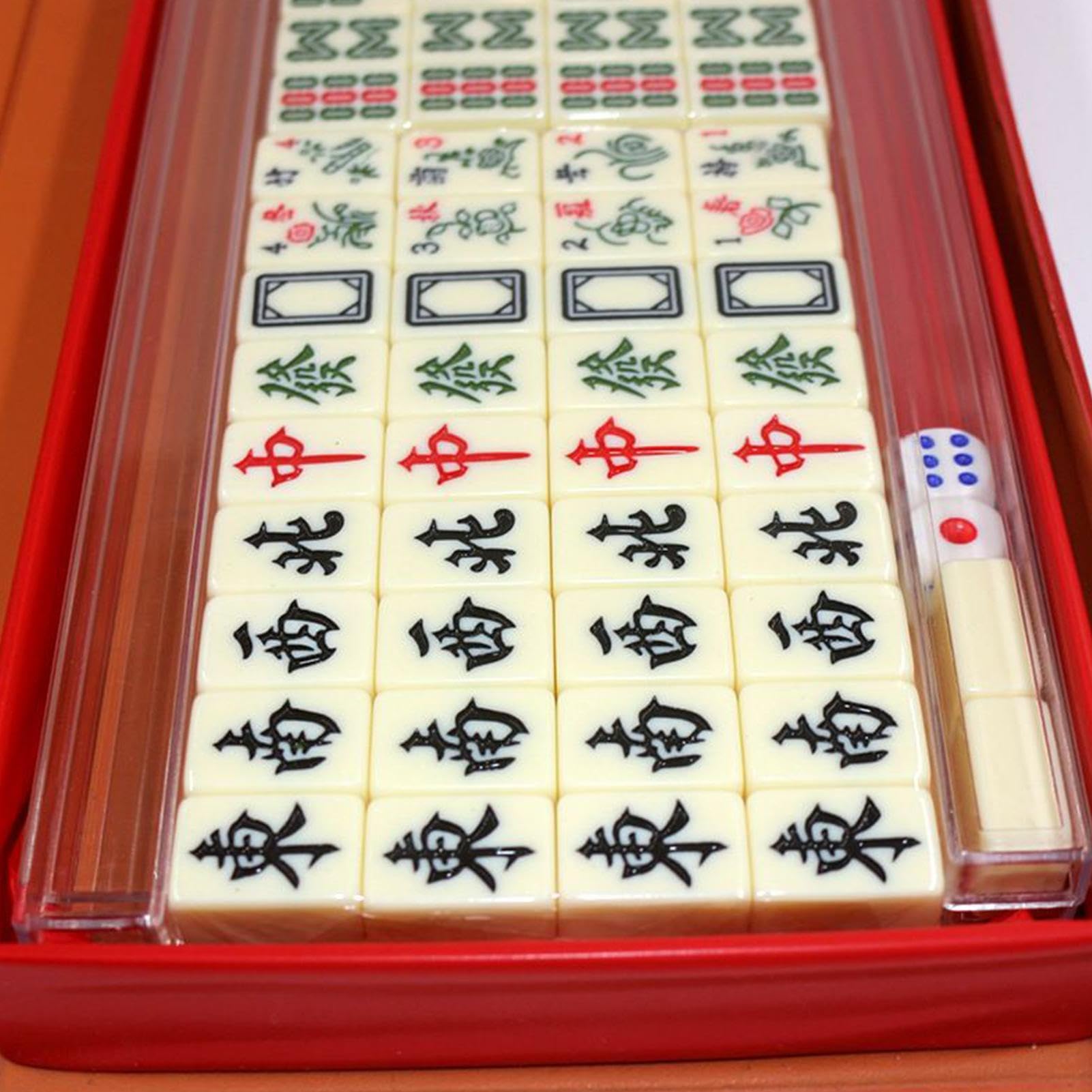 Générique Set De Mahjong Chinois Complet 144 Tuiles Portables | Jeu De Société avec 2 Cartes De Rechange Et 2 Dés | Jeux Interactifs en pour Adultes Débutants Réunions Fêtes Maison Voyage Cadeau