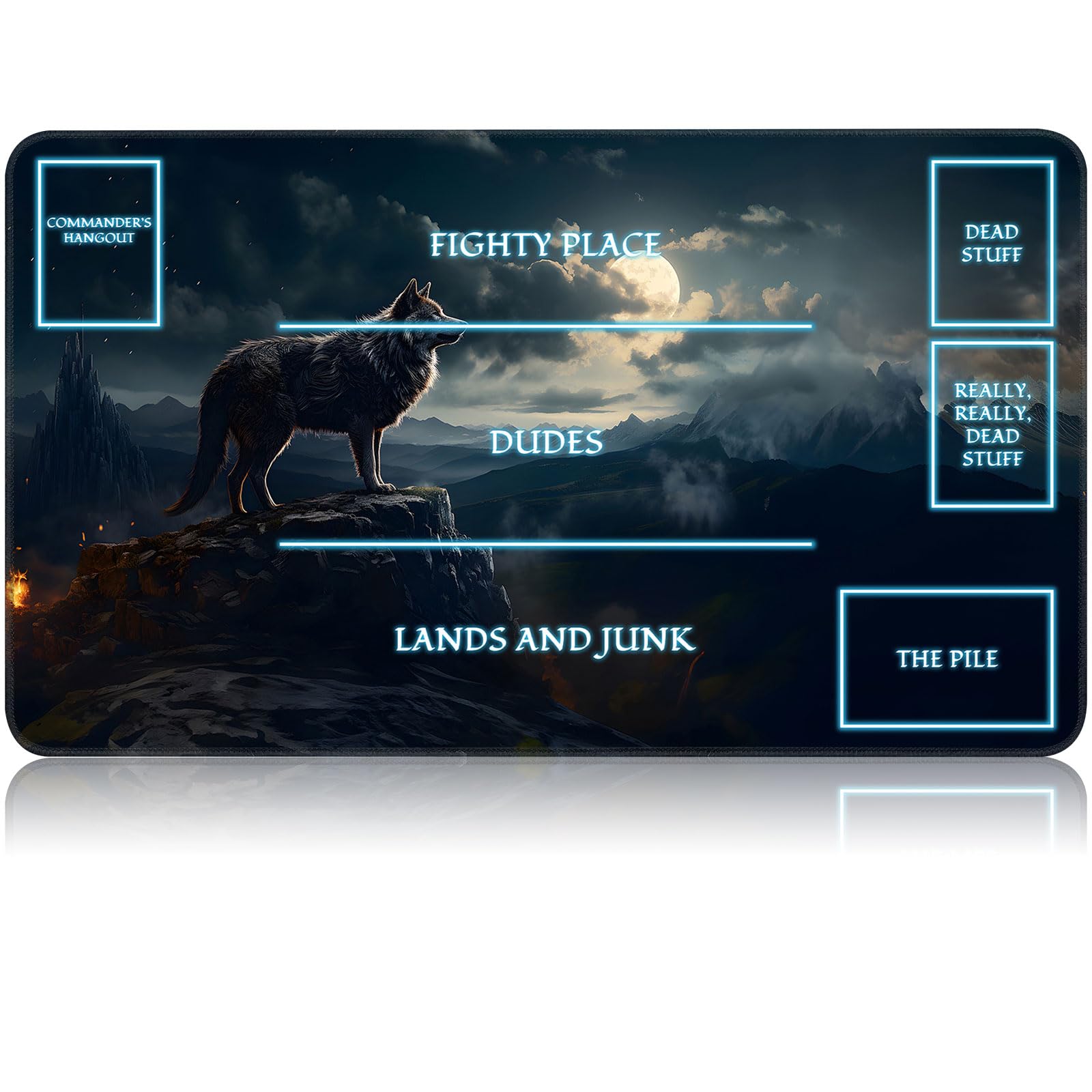 for MTG Game Playmat, for Magic TCG Rubber Play mat,Tabletop Card Playmats with Smooth Surface,Trading Card Inked Game Mat with White Zones,Battle Game,Sky Wolf