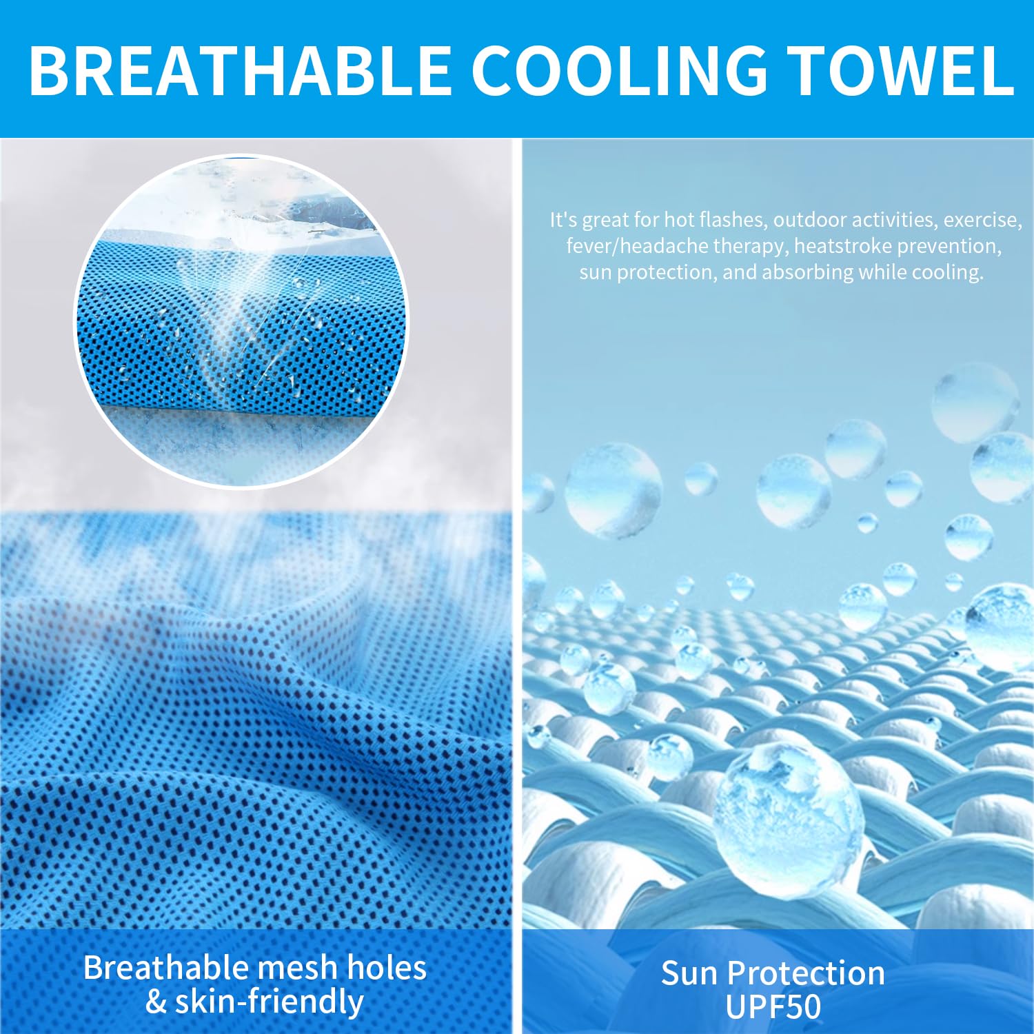 Puomue 5 Pack Cooling Towels, 40 Inches X 12 Inches, Breathable Soft Chilly Microfiber Towel for Yoga, Sport, Running, Workout, Gym, Camping and Fitness, Multicolor image 6