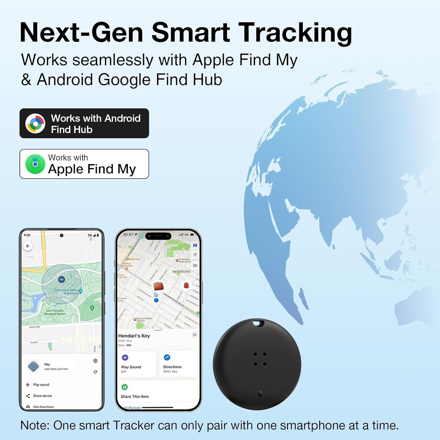 OTIC Dual System Bluetooth Smart Tracker Tags 4 Pack, Item Finder Locator for Apple Find My (iOS) & Google Find Hub (Android) Waterproof Gift for Keys, Wallet, Luggage, Backpack-Black