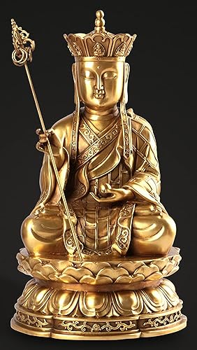Miniatura 2 de Estatua de Buda Ksitigarbha Bodhisattva Netherworld Leader de latón de 13.2 pulgadas