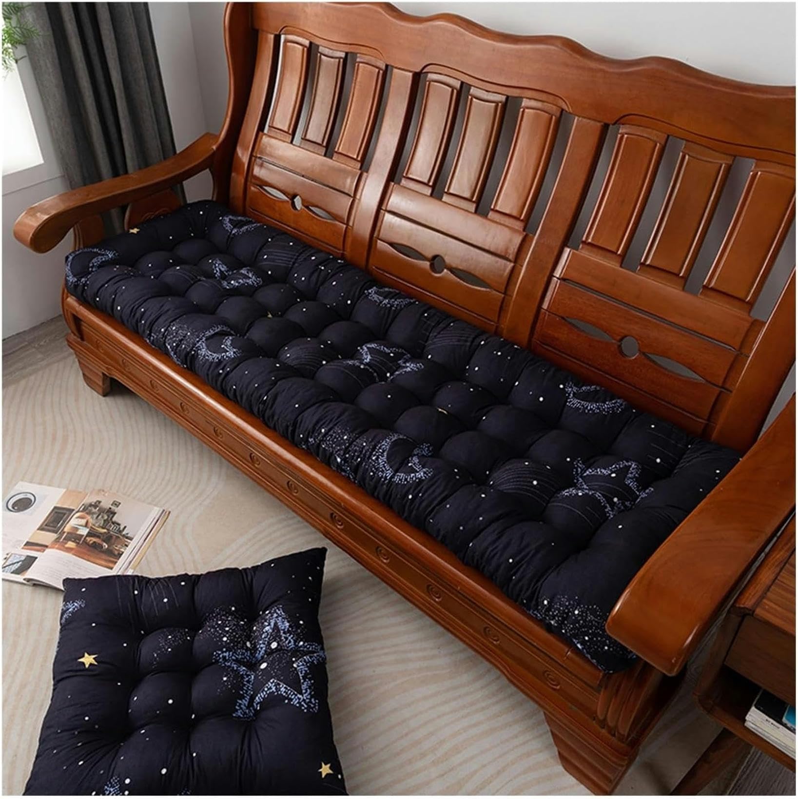 HOTAPEPU Bench Cushion Seat Cushion for Window Sill, Outdoor Bench Cushion Cushion for Bench Porch Swing, Chair Cushion Outdoor Cushion Bench Cushion Seat Cushion (Color : Black, Size : 53 * 165cm)