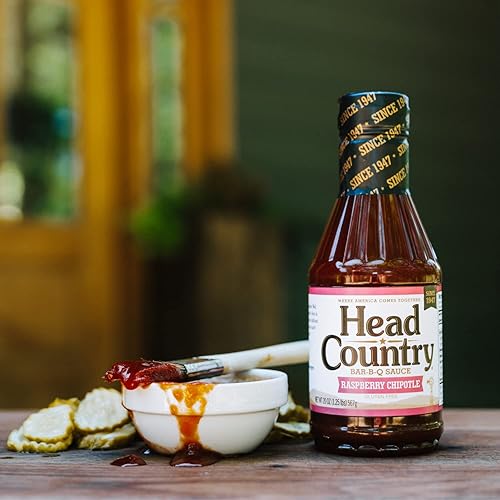 Miniatura 3 de Head Country Bar-B-Q - Salsa de chipotle de frambuesa, sin soja, sin gluten, sin conservantes añadidos, salsa BBQ de campeonato dulce y ahumada para