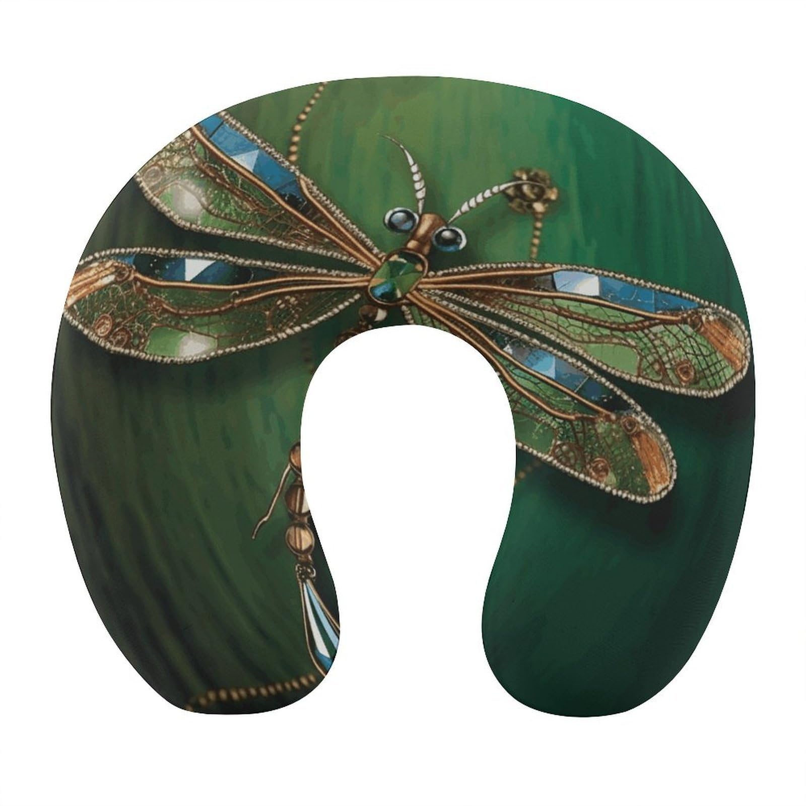 FekiLoot Jewel Dragonfly Travel Pillow,U Shaped Office Napping Pillow Support Neck and Head Comfortable Travel Neck Pillow U Shape Sleeping Essentials for Long Haul Flights