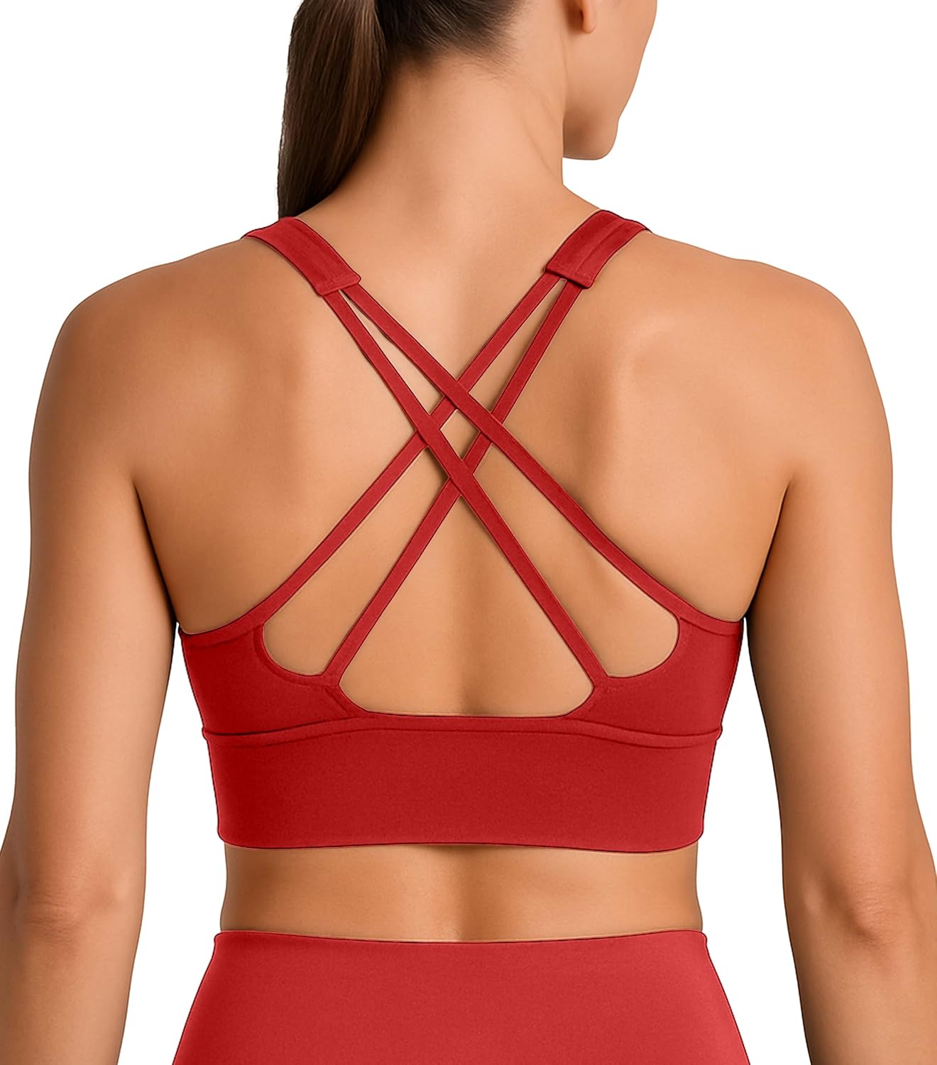 Unthewe Womens Strappy Sports Bra for Running Yoga Gym - High Support Criss Cross Back Workout Bra with Removable Pads