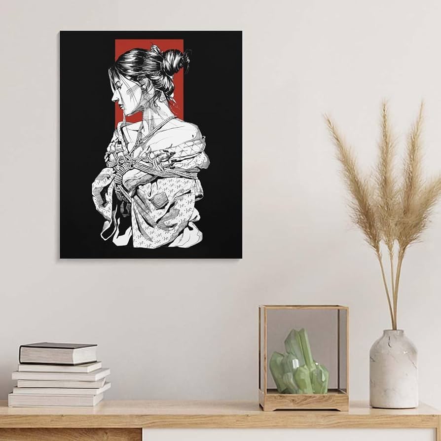 【更に値下げしました】壁掛け画 Amazon.co.jp: タペストリー ぶら下げ絵 日本 芸者 縛り カバー布 壁画