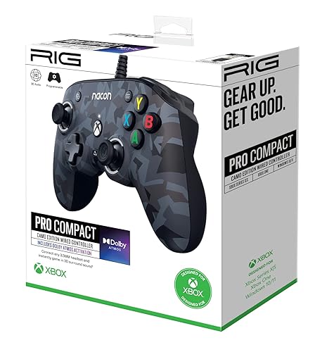 Vista 4 de RIG Nacon PRO Compact Controller with Dolby Atmos for Xbox Series XS, Xbox One, Windows 1011 PCs - Urban Camo