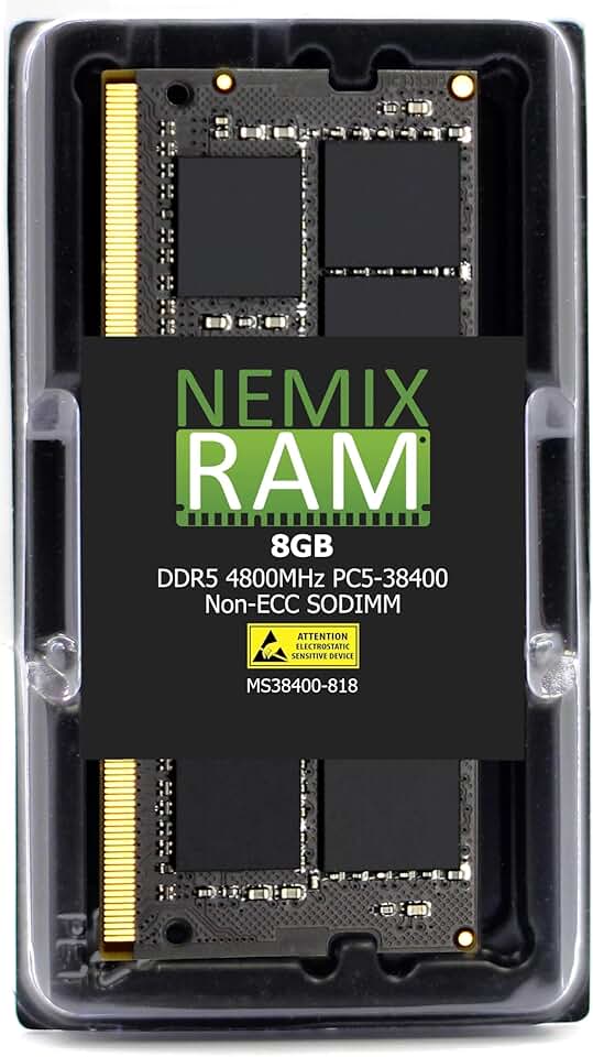 NEMIX RAM 8GB (1X8GB) DDR5 4800MHZ PC4-38400 Non-ECC SODIMM