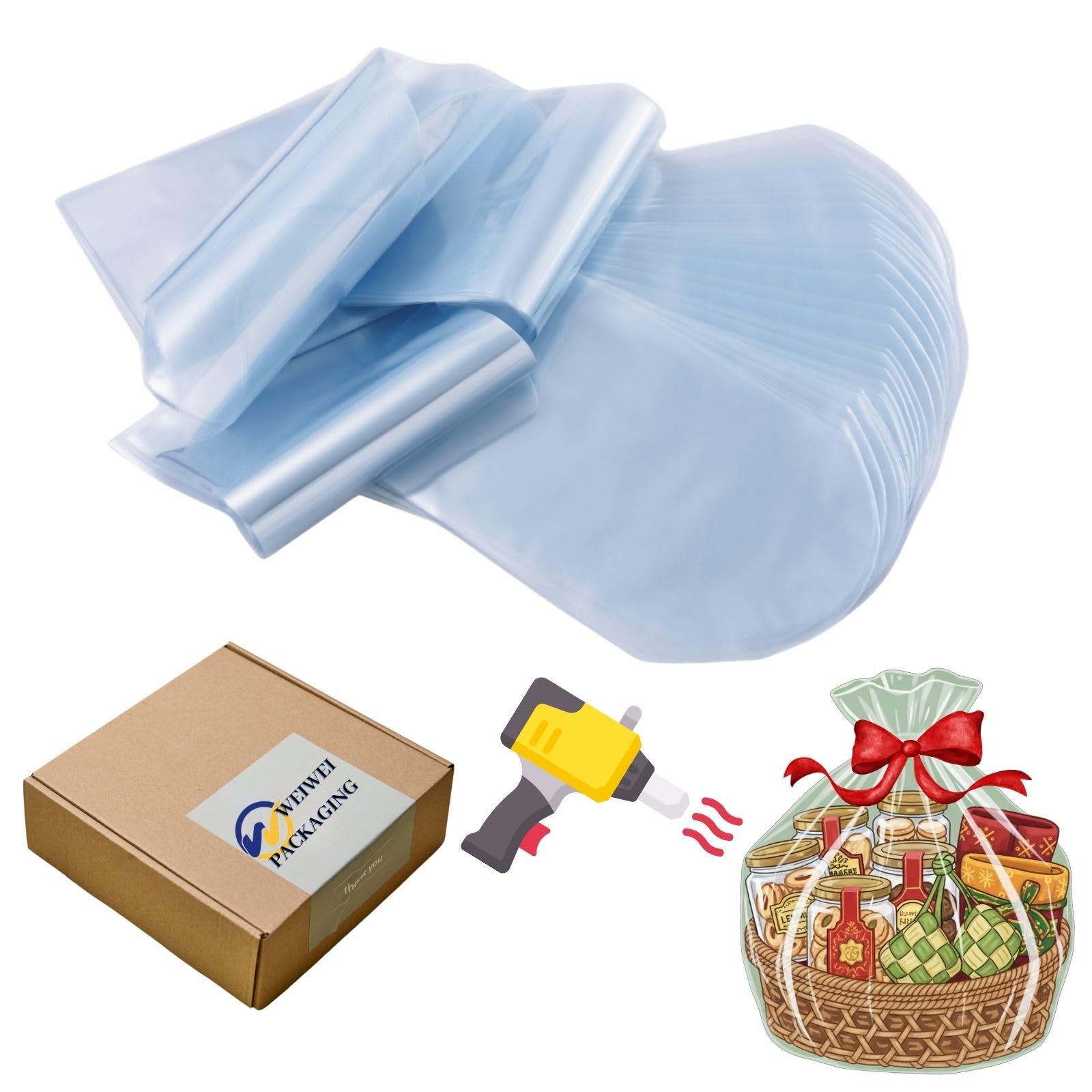 Weiwei - 100PCS 18 X 24 inch Odorless PVC Heat Dome Shrink Wrap Bags 100 Gauge with Vent Hole