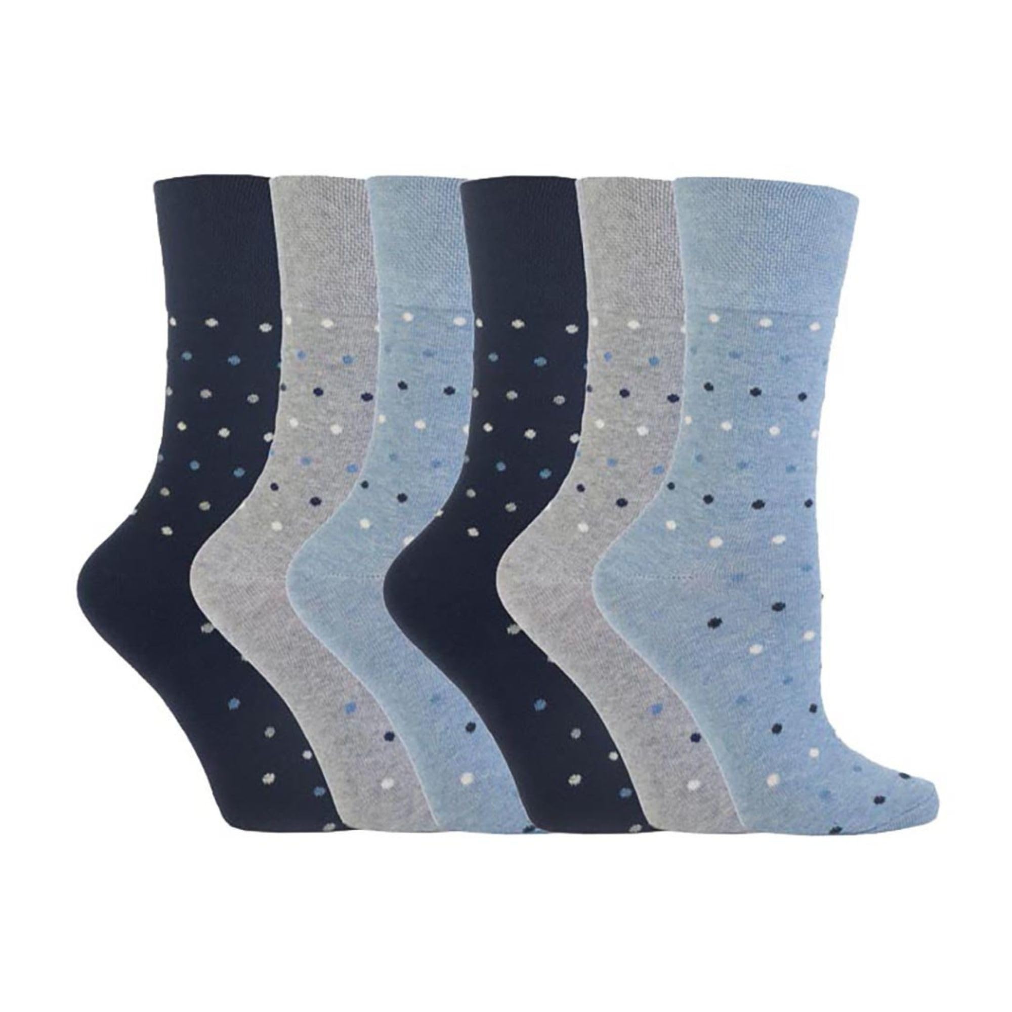 Sock Shop Gentle Grip Women's Solrh49 - Polka Dot Cotton Socks – 6 Pack | Non-Elastic Soft Top Spotted Pattern Socks For Circulation (4-8, )