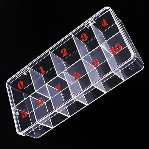 Beauticom Caja organizadora de 11 puntas de arte de uñas vacías pequeñas de Estados Unidos, tamaño grande, color transparente, para puntas de uñas