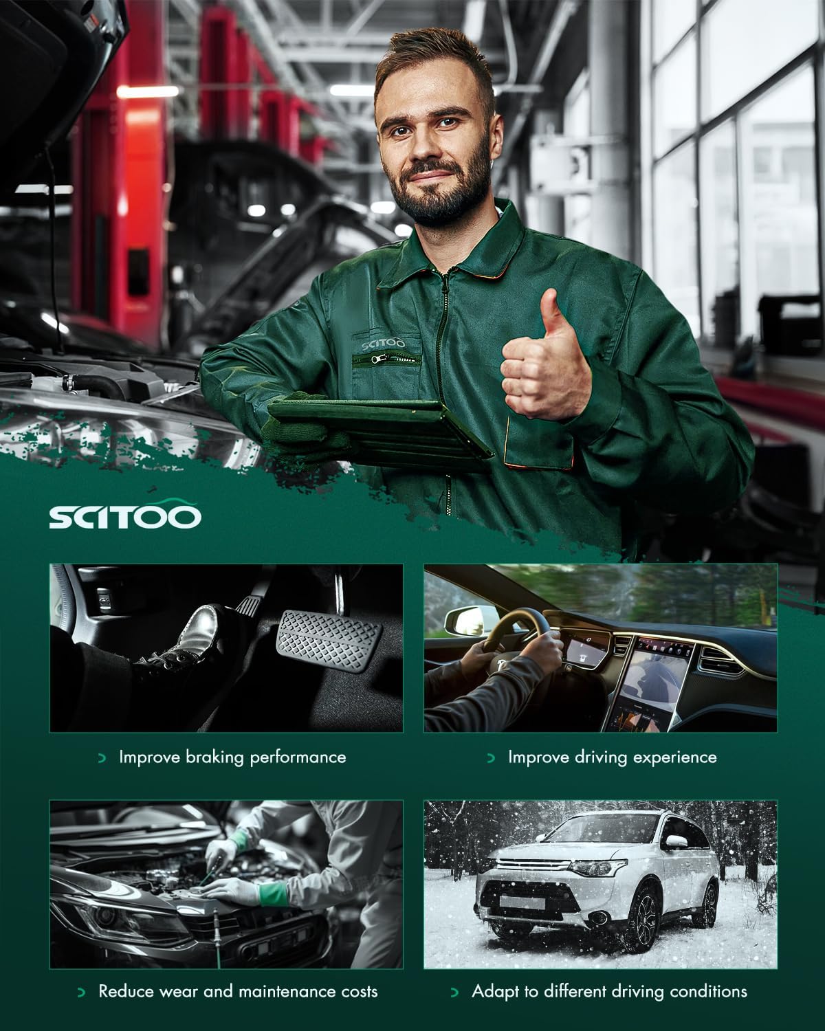 SCITOO 8" Dual Power Brake Booster Universal Brake Booster Street Rod Fit for Chevy,Power Booster, Replace for PB8531(Chrome)