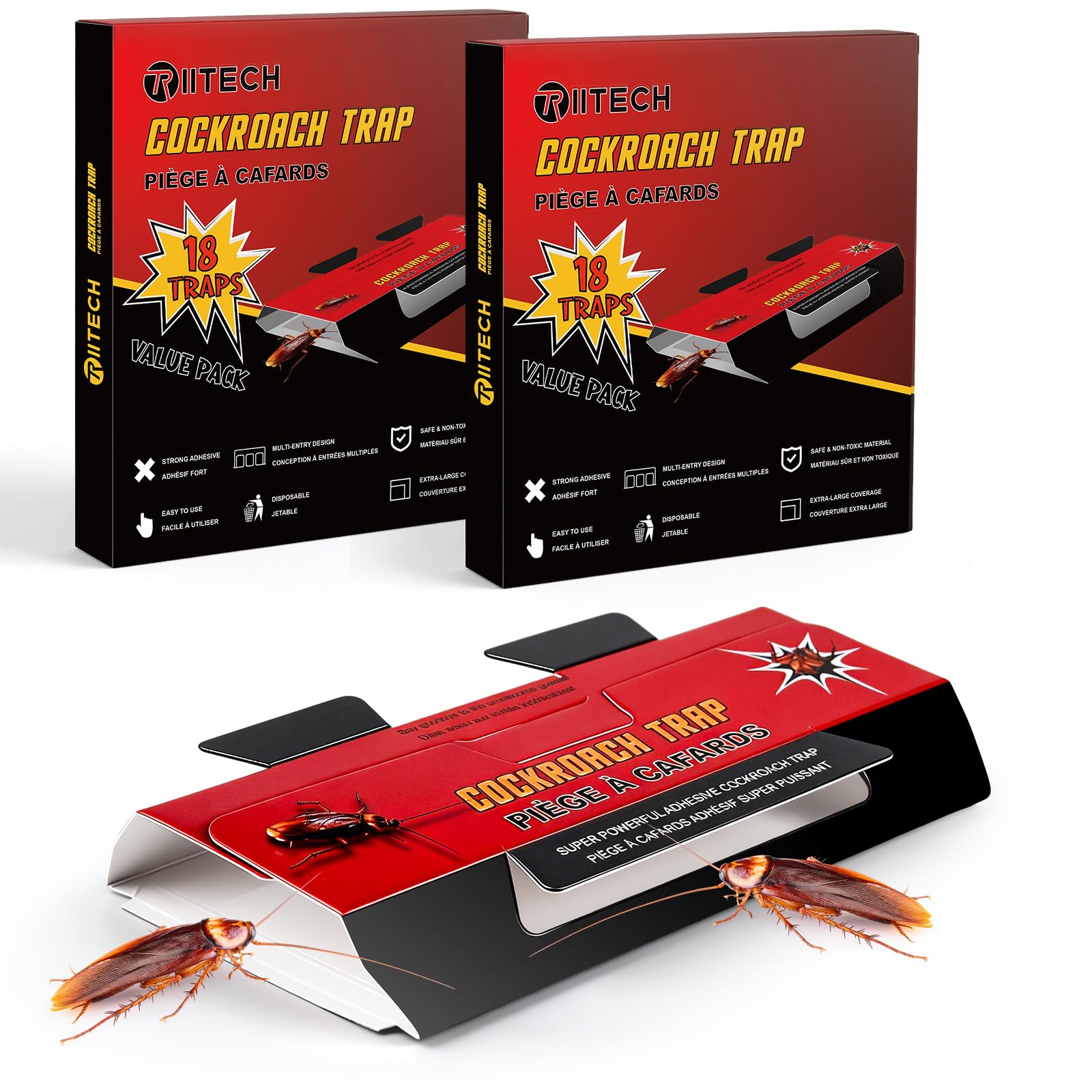 Cockroach Traps for Indoor, 36 Pack Sticky Roach Traps, Cockroach Bait, Roach Bug Traps for Home, Garage and Shed