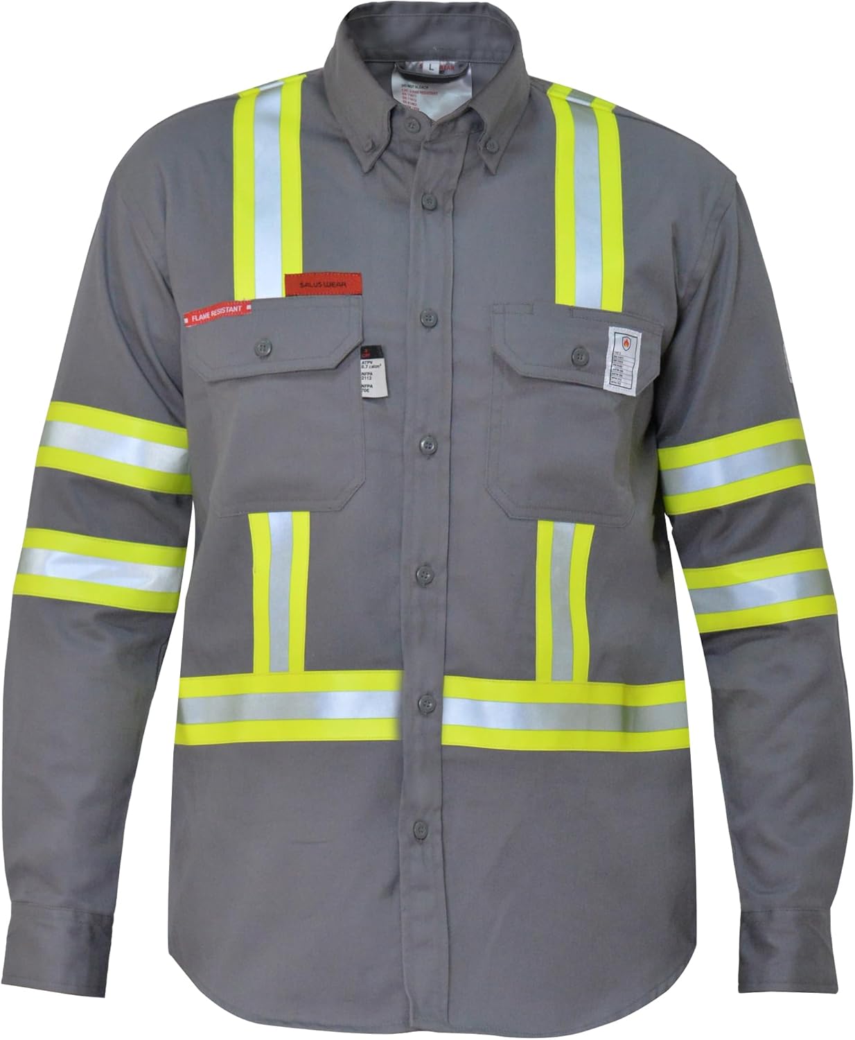 Small FR Shirt for Men Cat-2 Flame Resistant Shirt with High Visibility Reflective Tapes ATPV 8.7 Cal NFPA 70E Compliant - Image 4