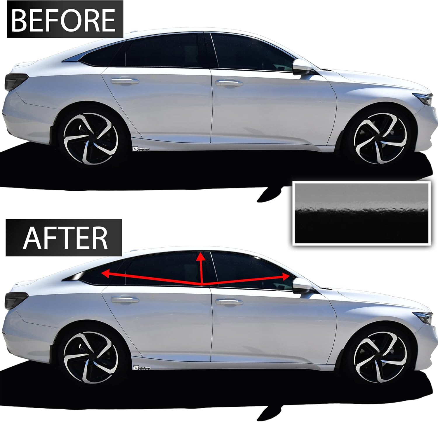 BOGAR TECH DESIGNS for Honda Accord 2018-2022 Side Window Chrome Delete – Precut Vinyl Trim Overlay, Gloss Black Blackout Appearance