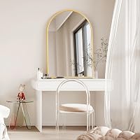 Dripex Arany Kerek Boltíves Tükör 60x90 cm Alumínium Kerettel - HD Fali Tükör Fürdőszobába, Öltözőbe, Nappaliba, Törhetetlen Üveggel 6