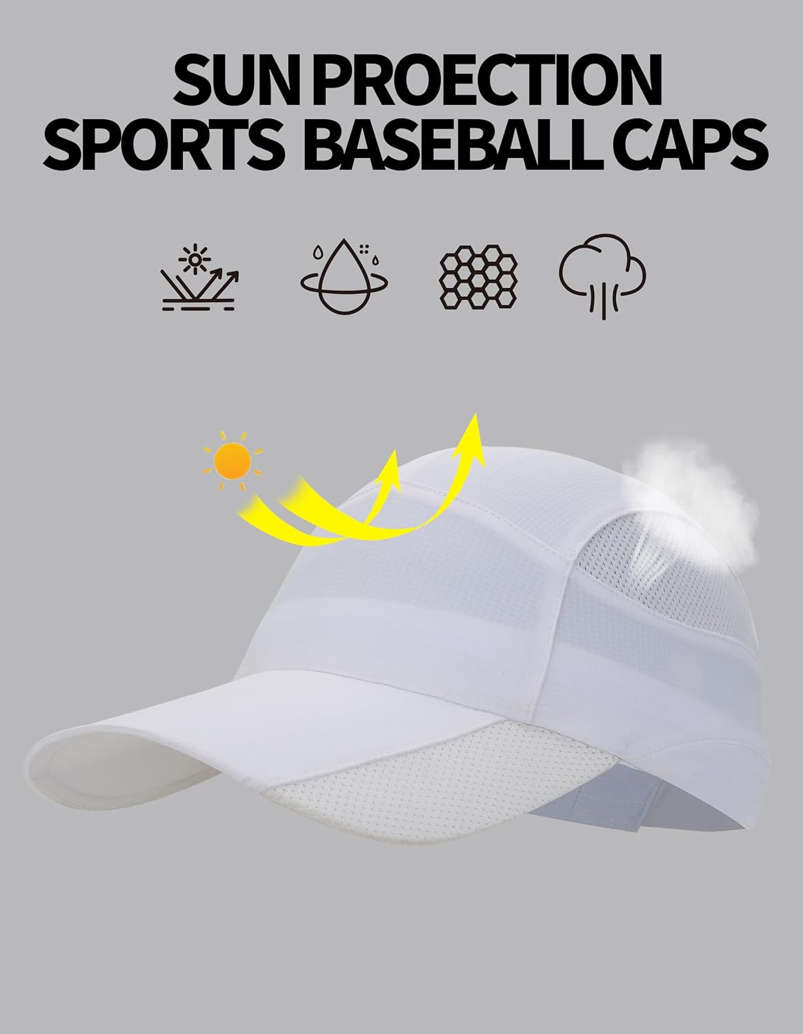 UFP50+ Baseball Cap for Men Women Ultra-Lightweight, Quick-Dry Sun Protection Hat Golf, Running, Cycling Sports Cap - Image 5