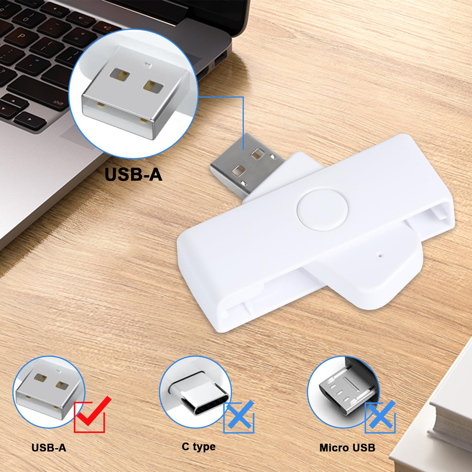 DEWIN Lector Tarjetas USB, ACR39U-N1 Lector y Grabador de Tarjetas IC Inteligentes PocketMate II USB para Firma Digital CNS CRS