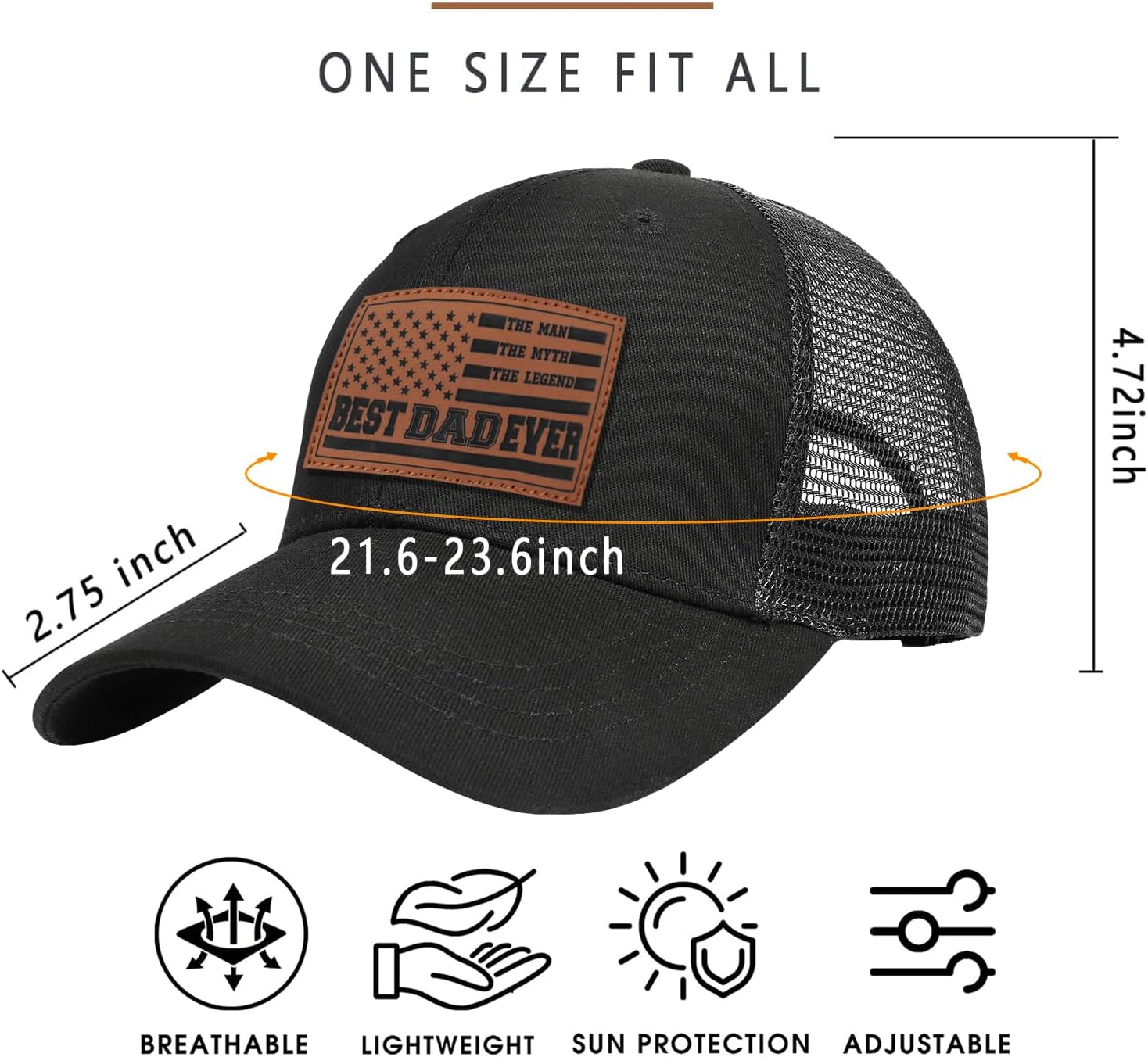 World's Best Dad Ever Trucker Hat Baseball Cap Fathers Day Birthday Gifts for Dad from Daughter Son Black Fathers Day Hat - Image 5