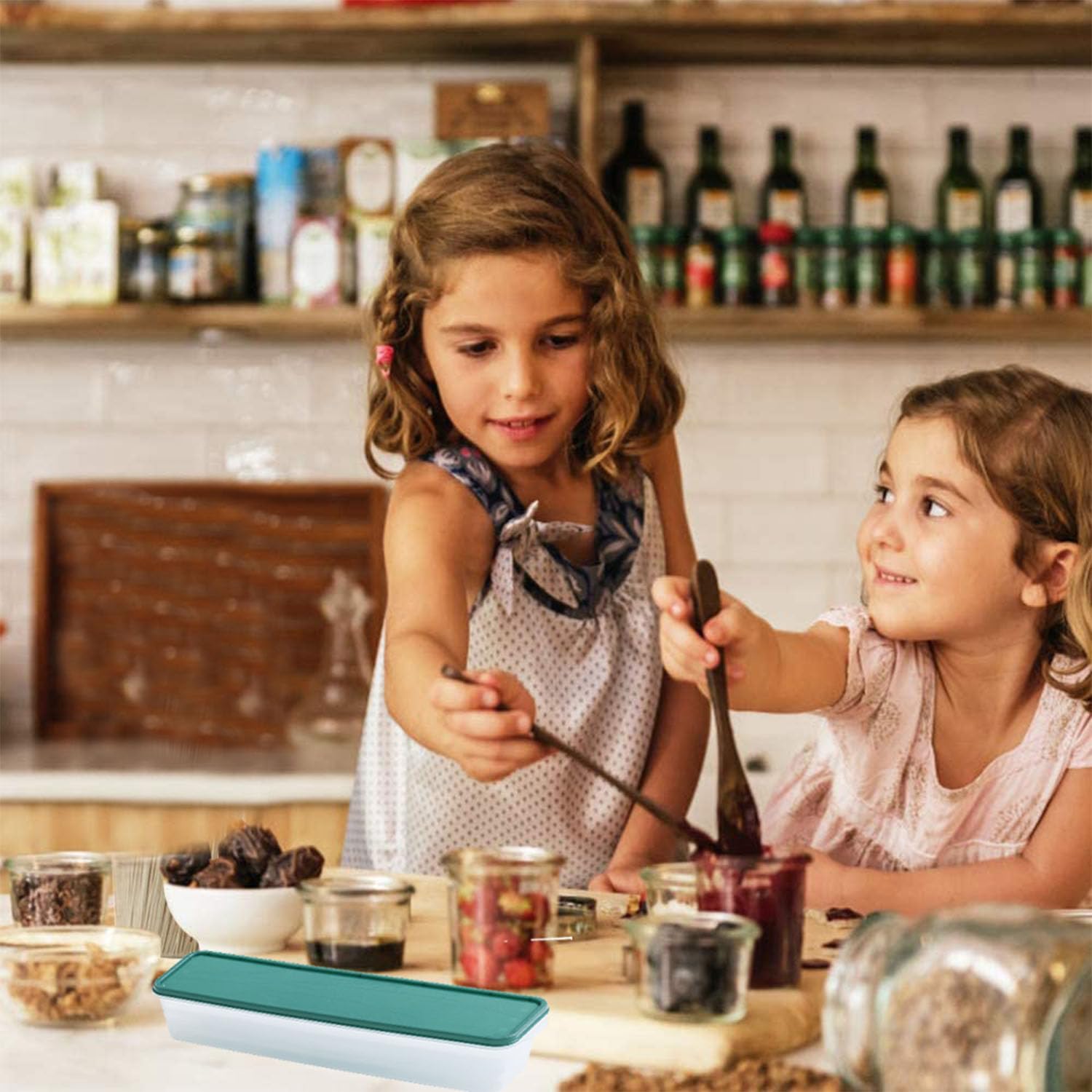 2 Pezzi Contenitori per Pasta, Contenitori Ermetici Alimenti Plastica, Scatola per Spaghetti con Coperchi, per Conservazione Cereali, Noci, Fagioli