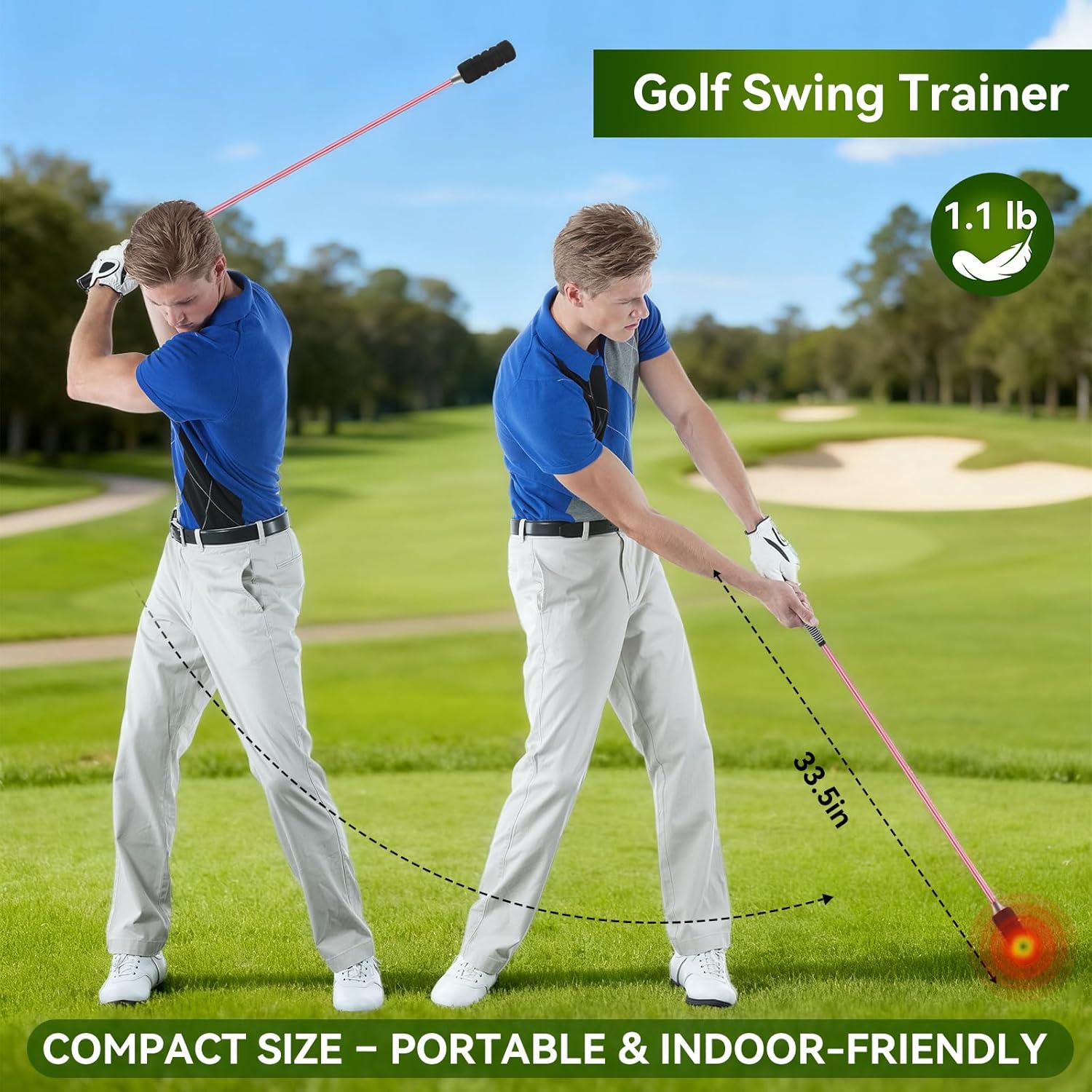 Golf Swing Trainer- Golf Grip and Tempo Trainer, Warm up Click Stick Golf Training Aid, Golf Speed Trainer, Rhythm Correction for Tempo & Wrist Angle, Portable Training Aid for Beginners to Pros