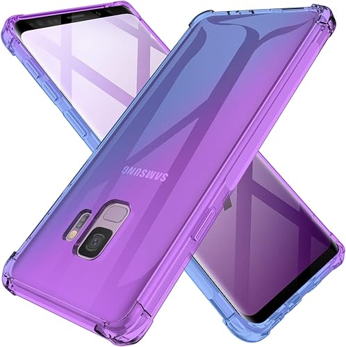 KIOMY Funda transparente para Samsung Galaxy S9, esquinas de bolsas de aire, a prueba de golpes, diseño híbrido, parte trasera de policarbonato duro