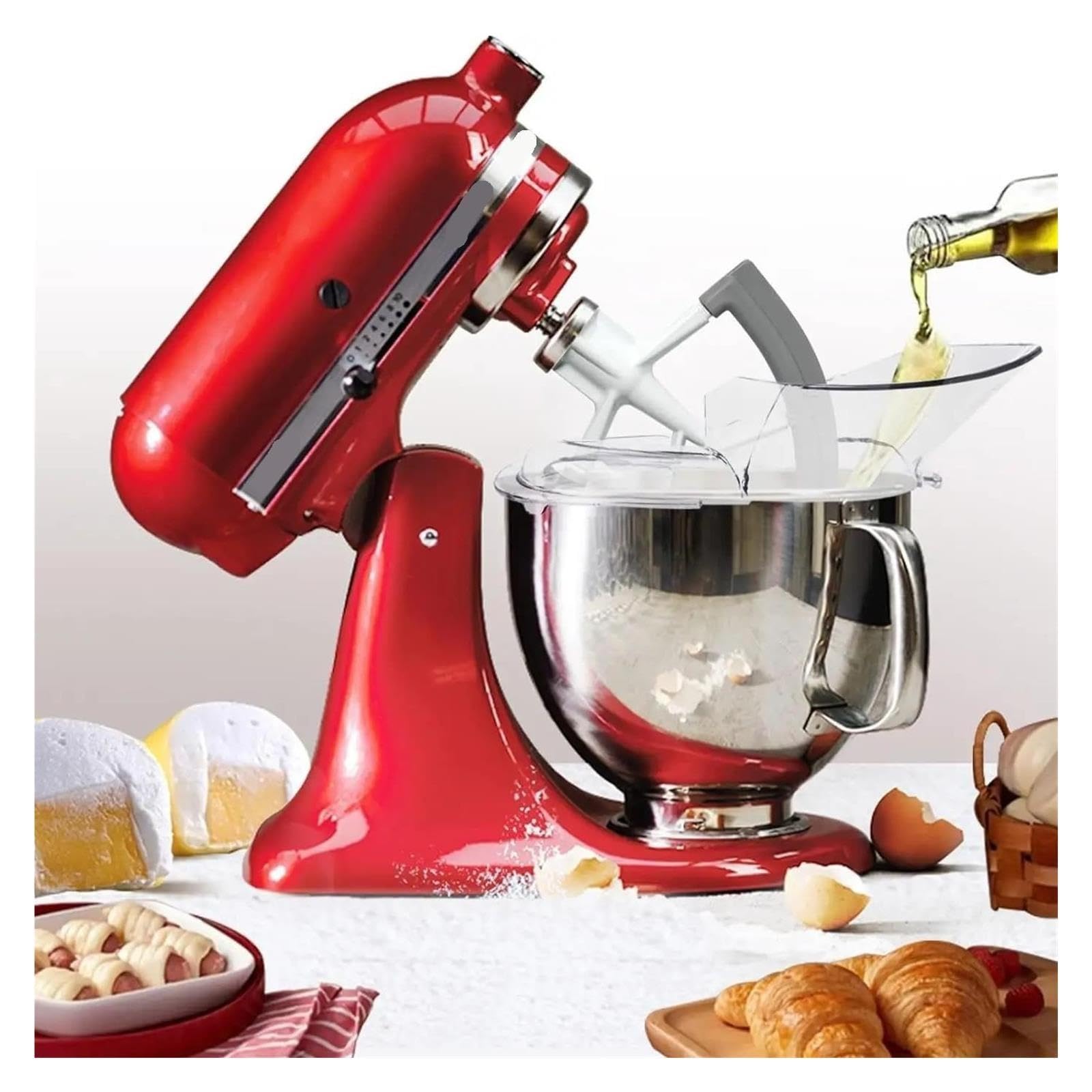 Sostituzione Del Set Di Fruste Con Bordo Flessibile E Protezione For Versare In Silicone, Compatible With KitchenAid, Miscelatori Da 4,5-5 Qt