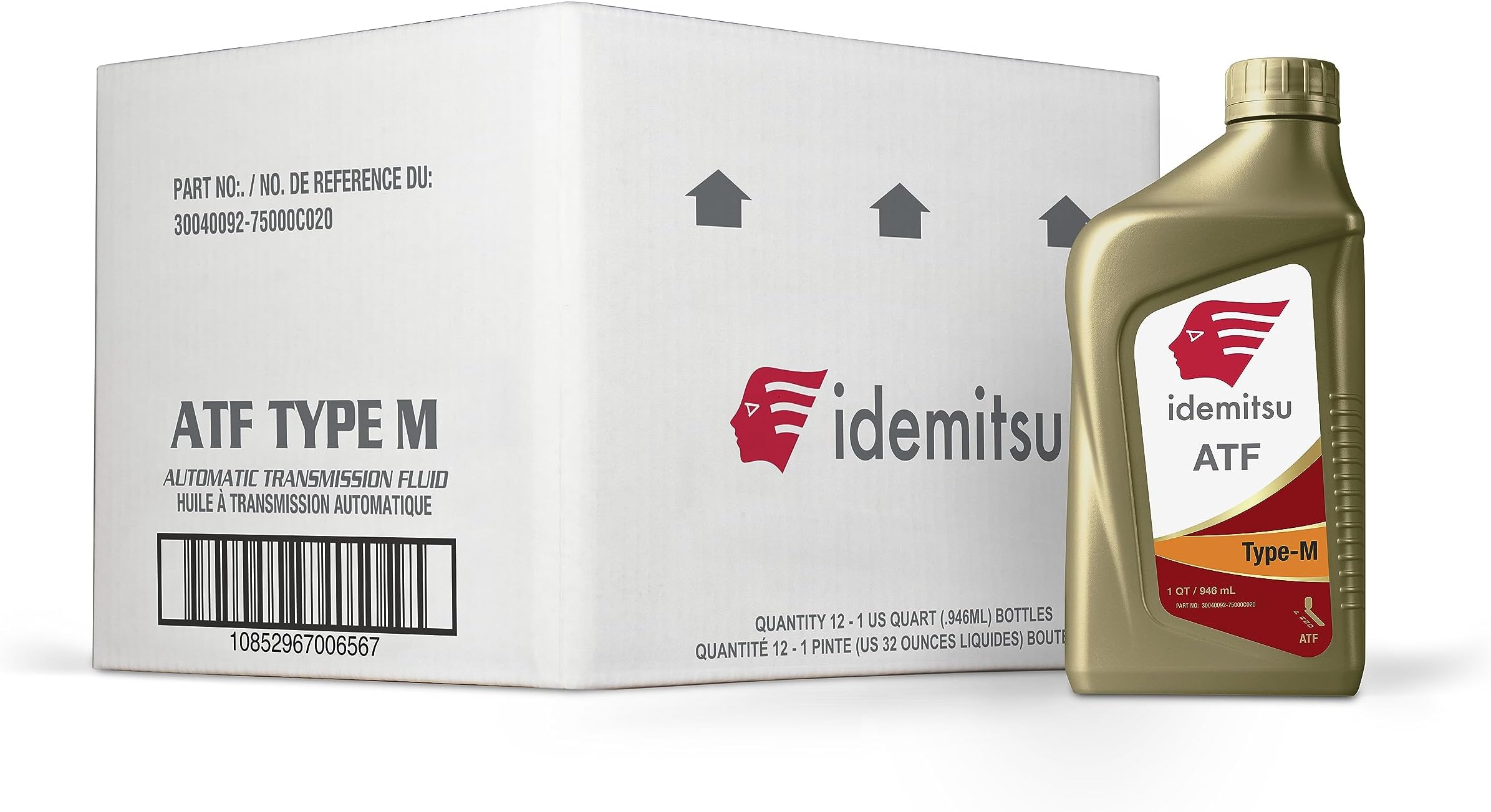 Idemitsu ATF Type M Automatic Transmission Fluid – 1 Quart, Case of 12 | Compatible with Mazda and Ford | Part Number: 30040092-75000C020 | Superior Wear Protection and Performance