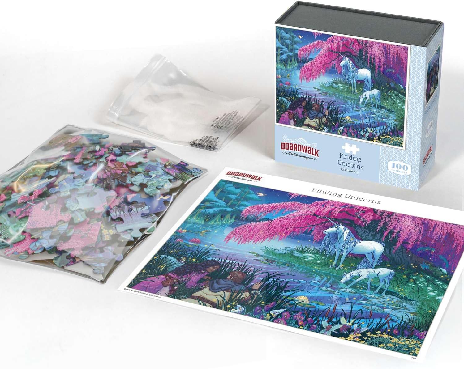 Boardwalk Puzzles Finding Unicorns, 100 Piece Jigsaw Puzzle, Made in USA