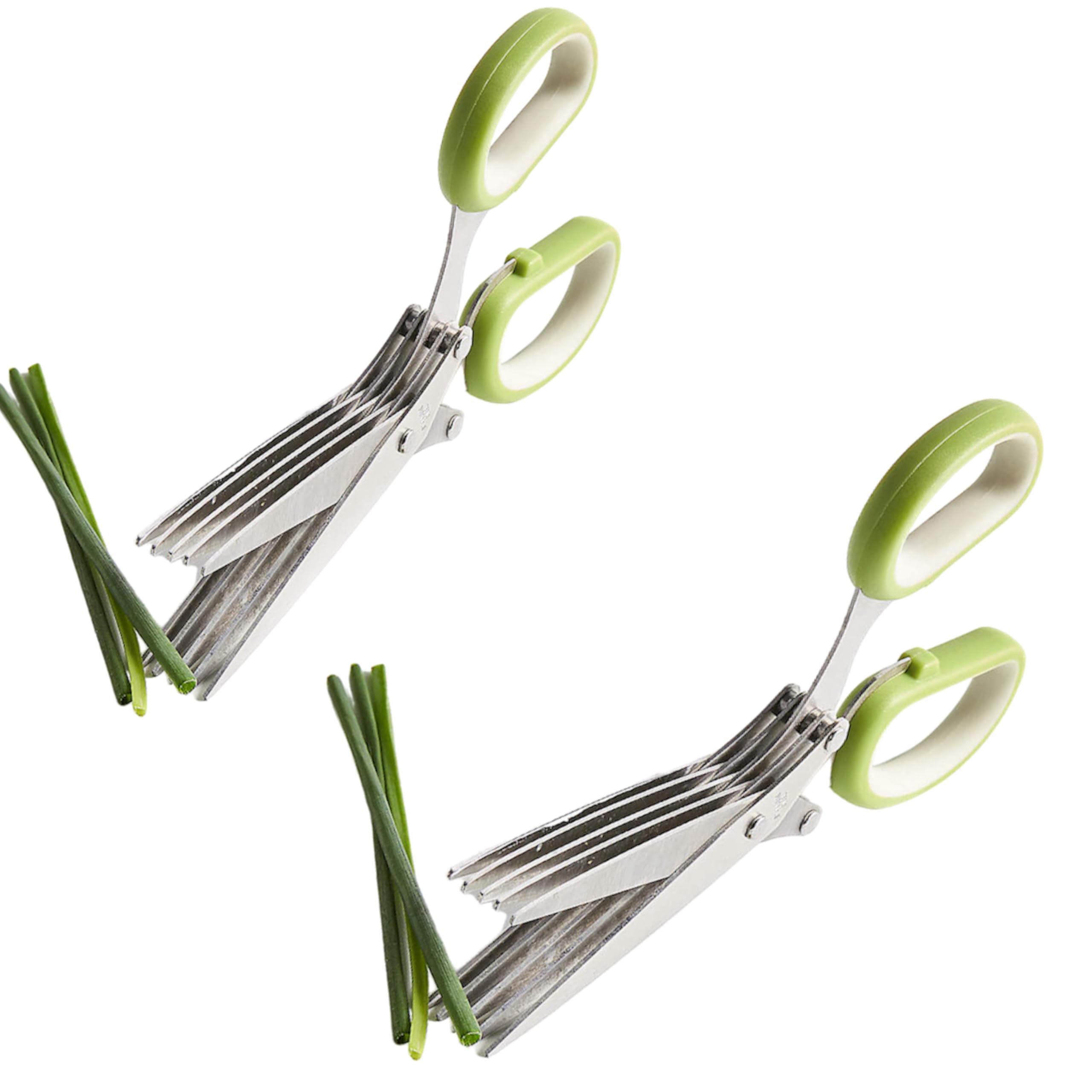 Skylarko Stainless Steel Multi-Function 5 Blade Herbs Vegetable Shredding Scissor with Cleaning Comb Time-Saving Kitchen Cutting Tool - Pack Of 2