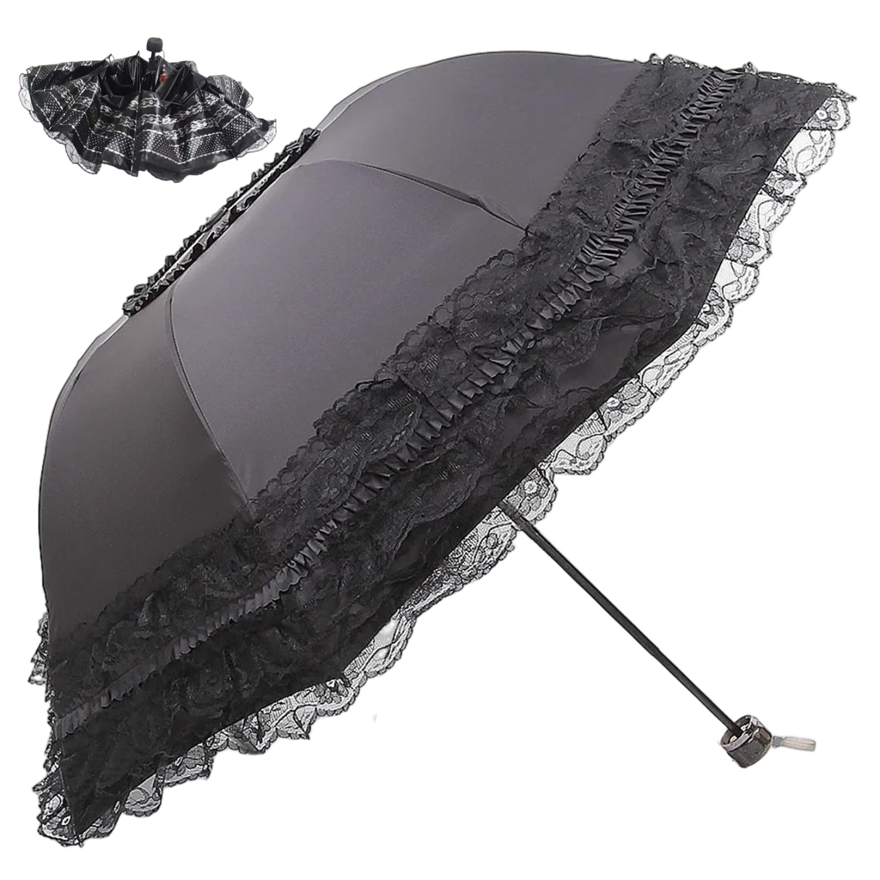 Syglawnd Unisex Black Lace Parasol, Uv Sun Protection Parasol, Lace Umbrellas For Tea Party, Cosplay, Photoshoot Props, Party, Umbrella