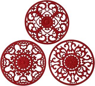 Extra Thick Silicone Trivet Mat for Hot Dishes, Hot Pots and Pans, Pot Holder, Hot Pad to Portect Your Table and Countertop, Kitchen Decor and Accessories,Merlot Red,Set of 3