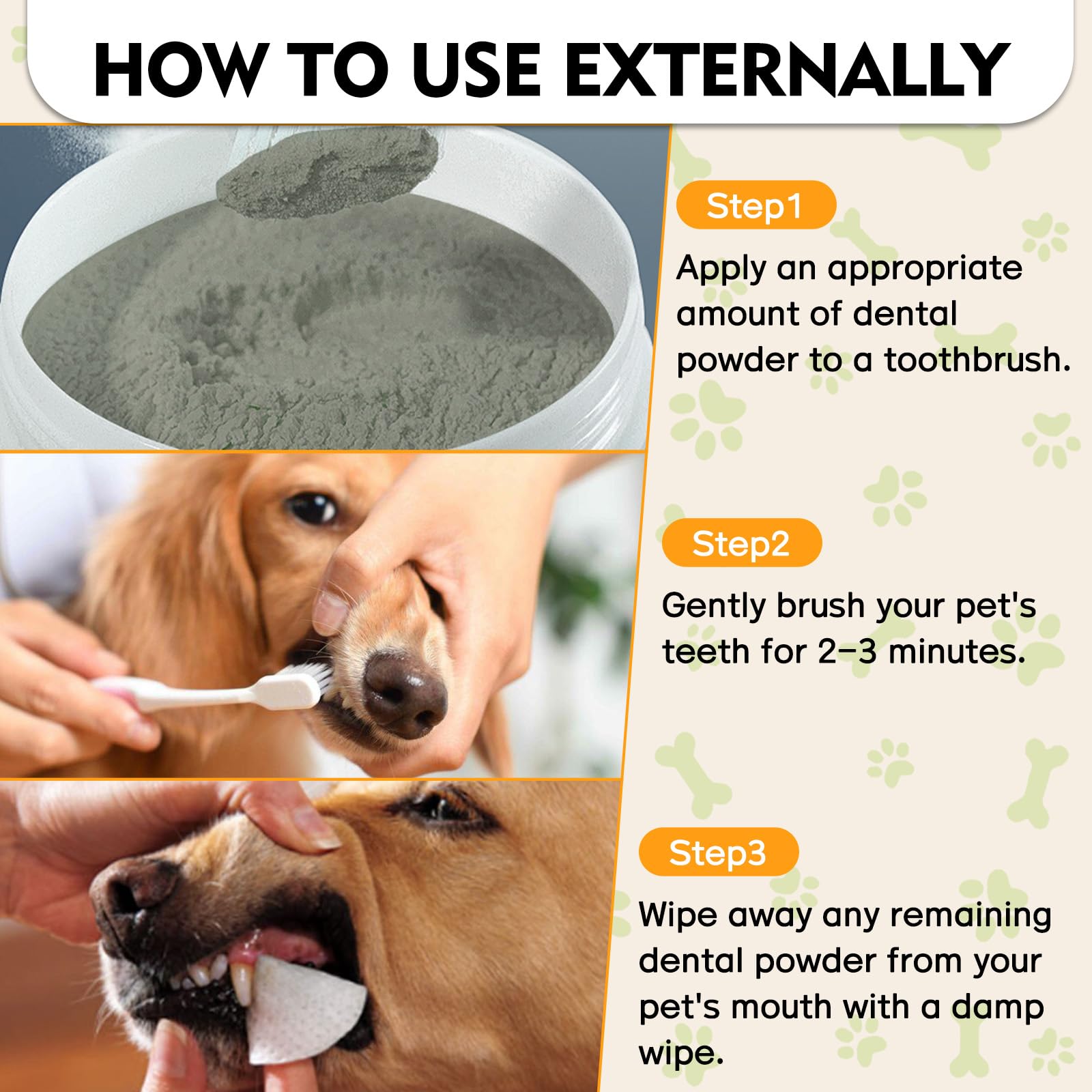 Erigathe Dog Dental Powder, Dog Teeth Cleaning Powder- Natural Breath Freshener for Dogs, Tartar & Plaque Remover, Dental Care for Small, Medium, Large Dogs & Cats (Dog Dental Powder) - image 6