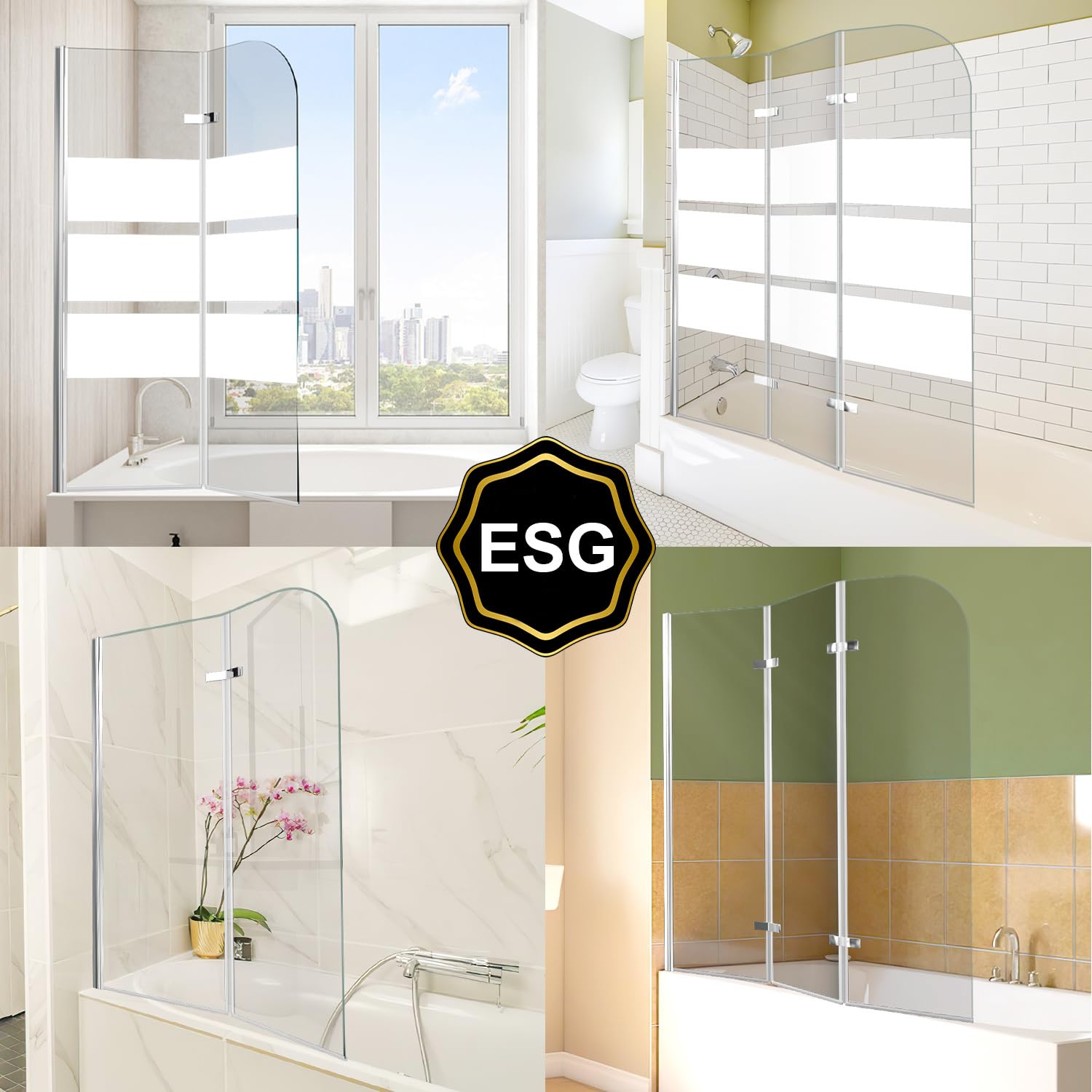 Duschwand für Badewanne 100x140 cm faltbar, 6mm ESG-Sicherheitsglas