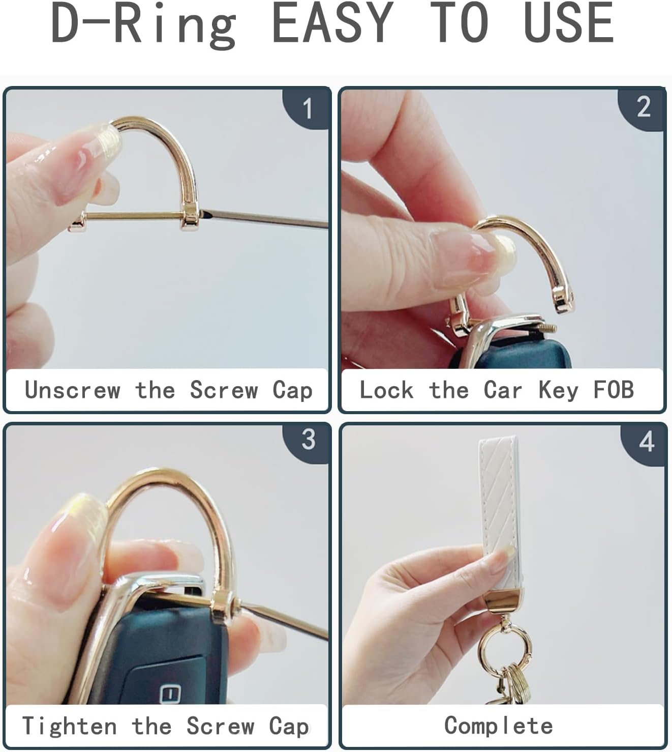 Car Keys Keychain Leather Key Chain Holder for Men and Women Universal Car Keychain with Anti-Lost D-Ring