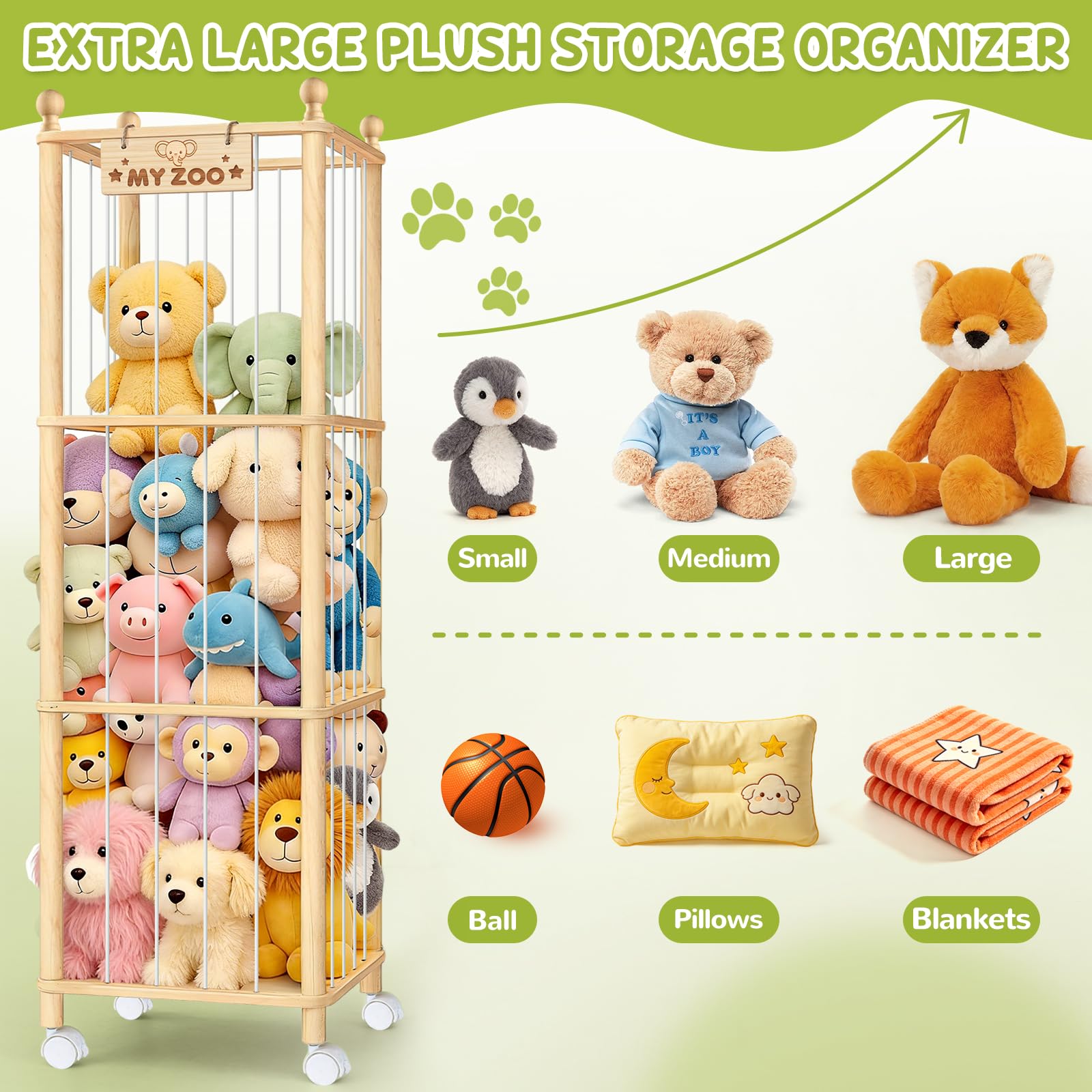 Organizador de Peluches, Estante de Almacenamiento de 𝐉𝐮𝐠𝐮𝐞𝐭𝐞𝐬 𝐈𝐧𝐟𝐚𝐧𝐭𝐢𝐥 de Gran Capacidad para 𝐍𝐢ñ𝐨𝐬, Habitación, 𝐒𝐚𝐥𝐚 𝐝𝐞 𝐣𝐮𝐞𝐠𝐨, Dormitorio, Sala de Estar (136x40x40 cm)