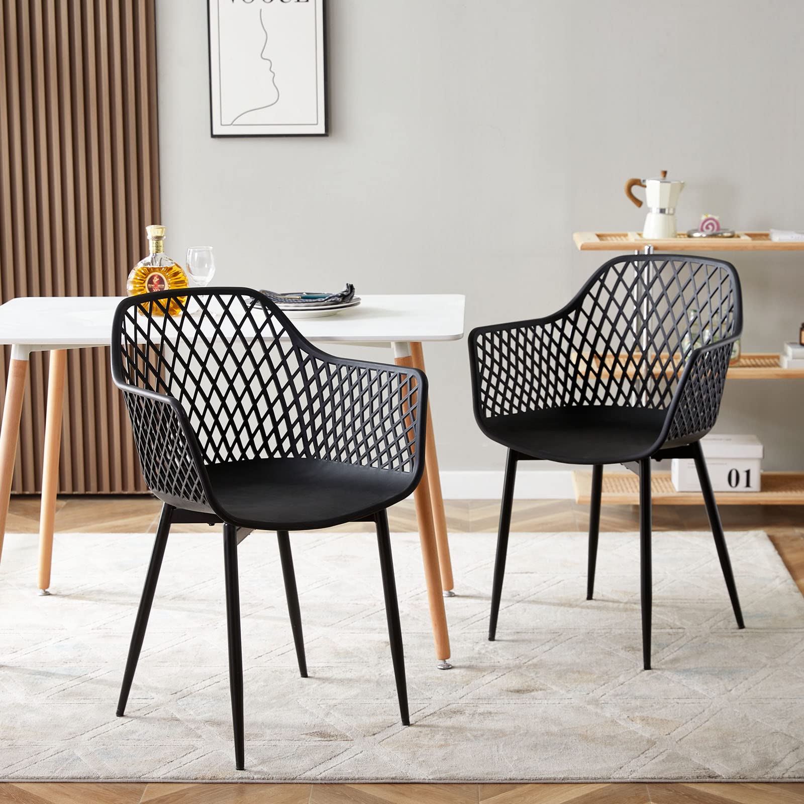buybyroom Juego de 2 sillas de jardín, sillas de jardín para exteriores, muebles de balcón, sillas de salón para exteriores, para balcón pequeño, sillas de terraza, soporta 120 kg, color negro