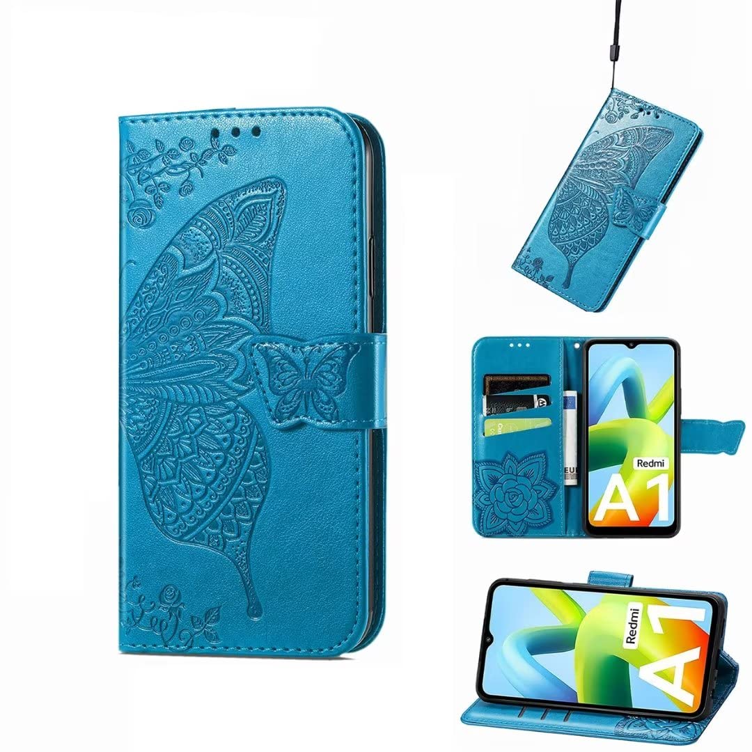 WBWONE Leather Folio Cover per OPPO A98 5G, Goffratura a Farfalla Custodia in Pelle PU Magnetica Libro Flip Portafoglio Case con [Funzione Stand]. Viola Chiaro