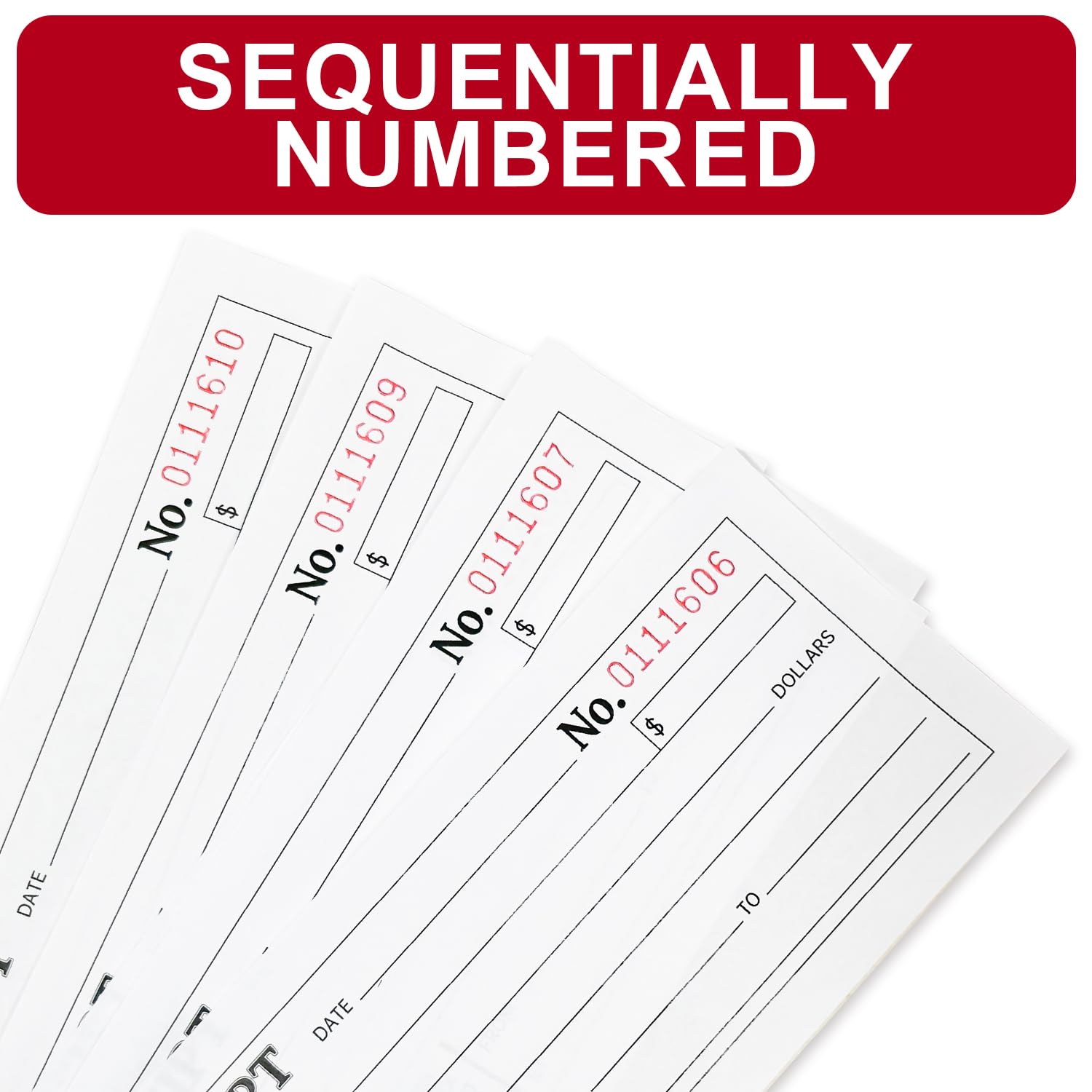 Quittungsbuch für kleine Unternehmen, selbstdurchschreibend, 2-teilig, 50 Sets pro Buch, 6 x 19 cm, ideal für Transaktionen, Kohlekopie für Aufzeichnungen, 6 Stück